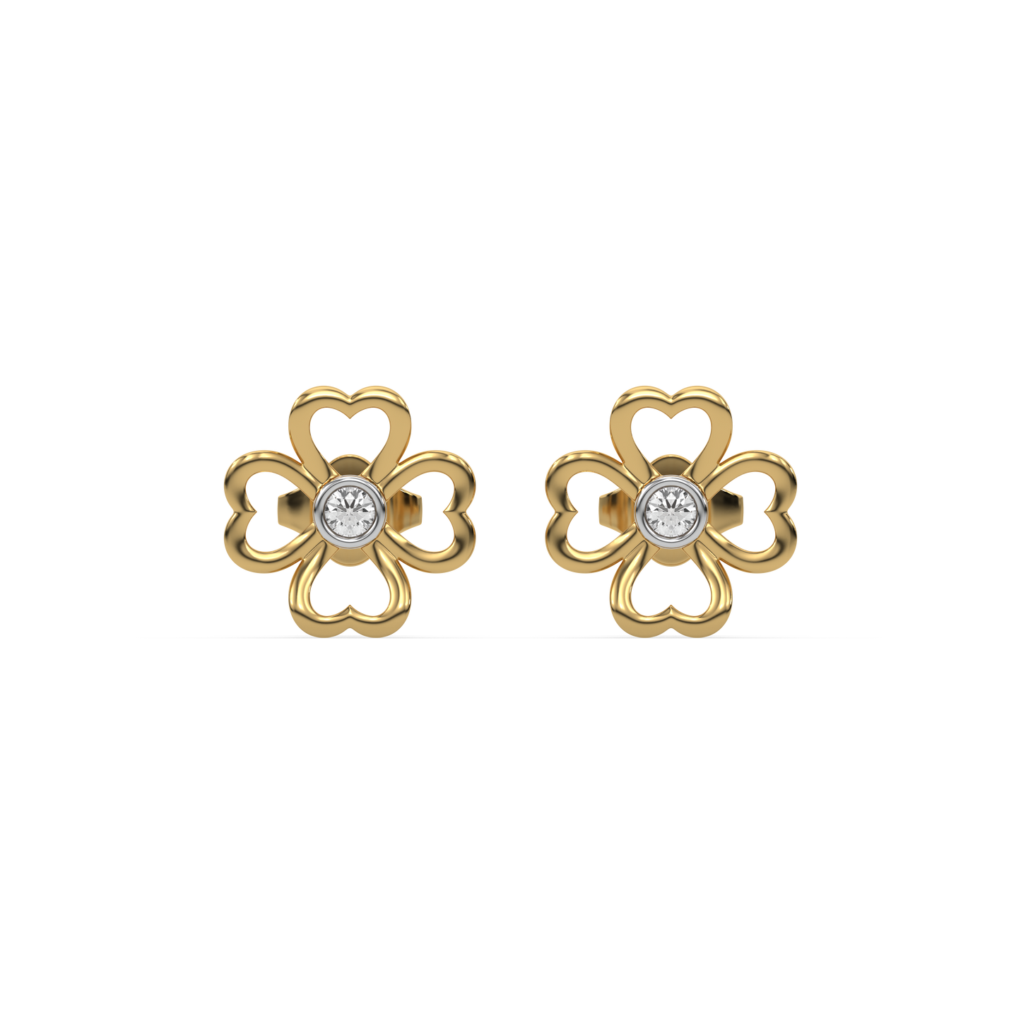 Clover Bezel - Lab Diamond Stud Earrings