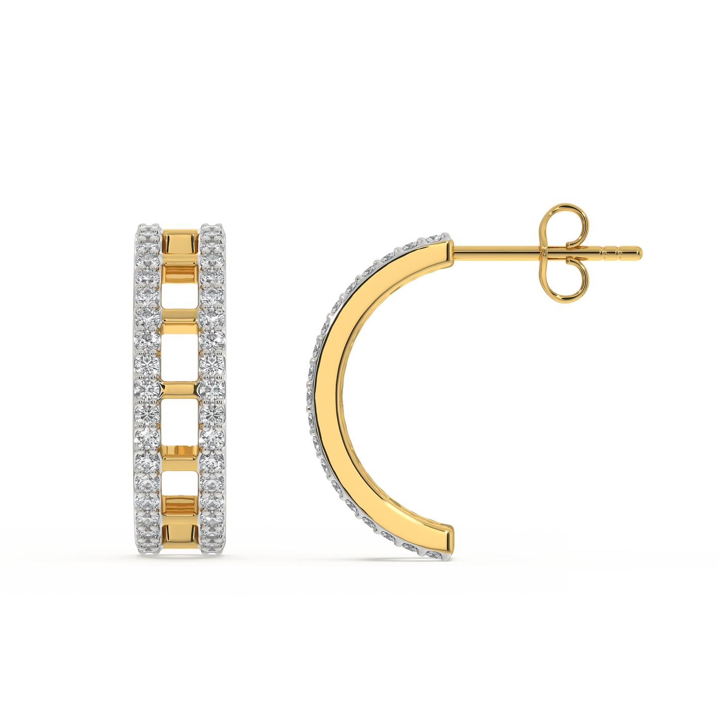 Double Pleated - Lab Diamond Hoop Earrings