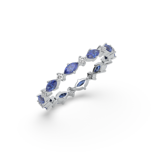 Blue Sapphire - Lab Diamond Eternity Ring