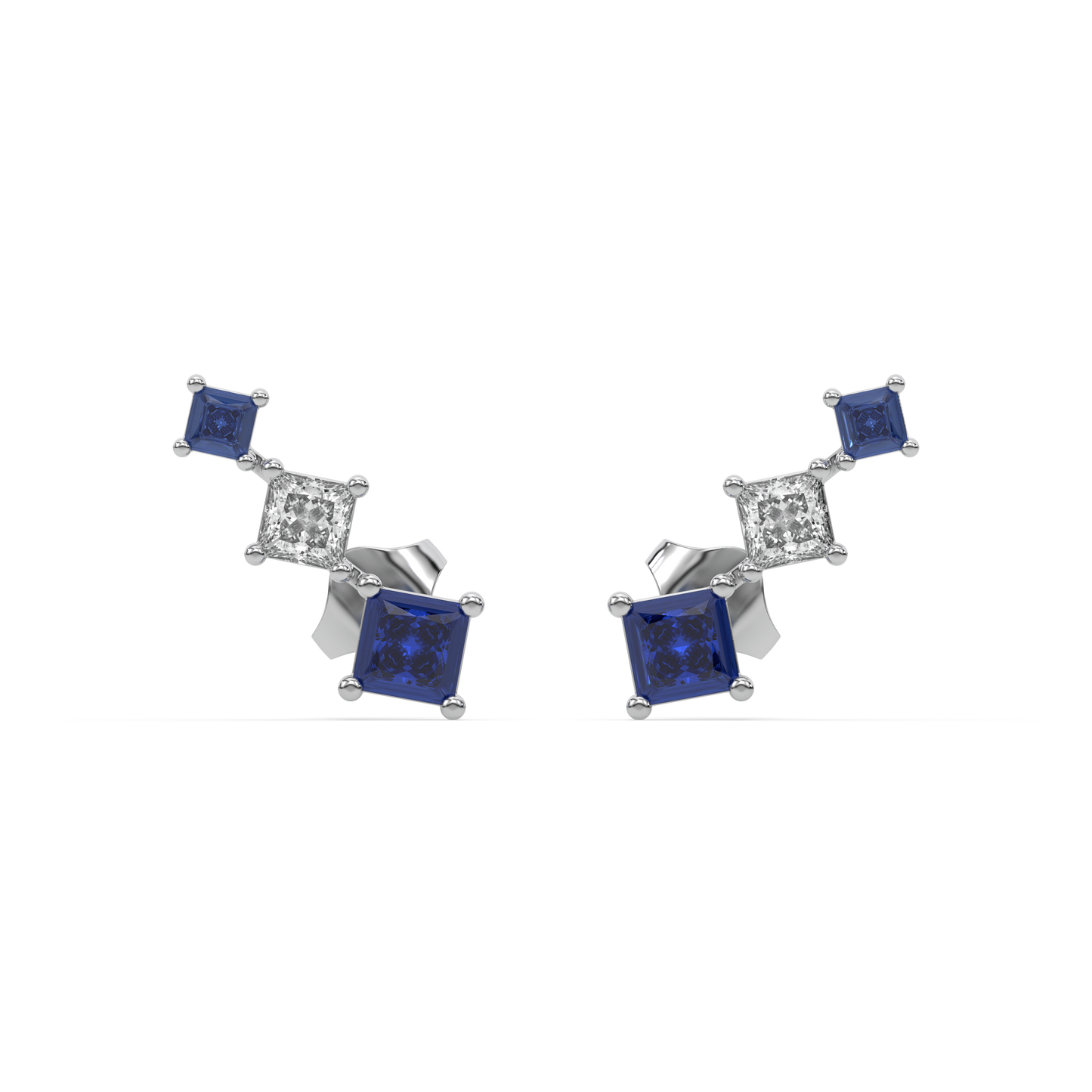 Blue Serenity Ear Cuffs - Lab Diamond Earrings