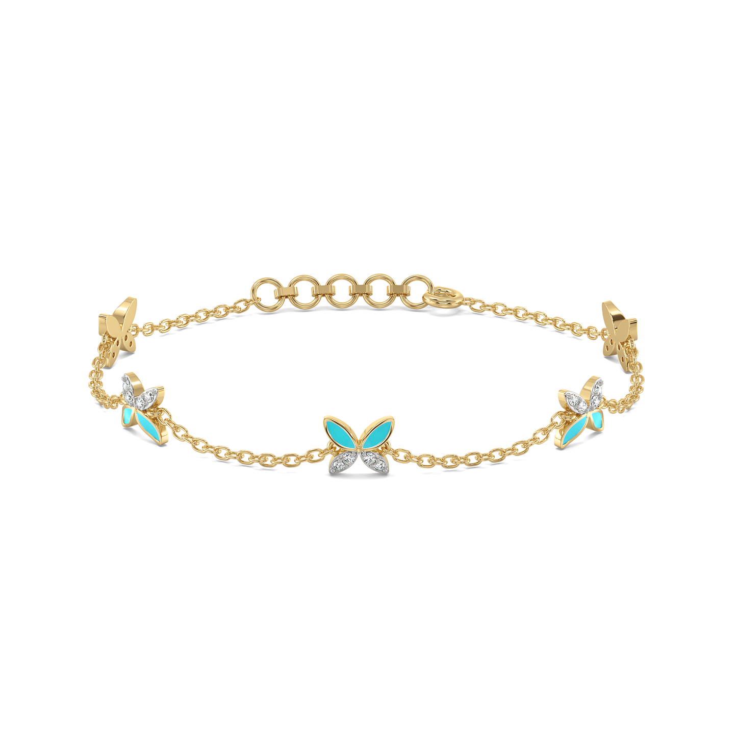 Turquoise Butterfly - Lab Diamond Station Bracelet
