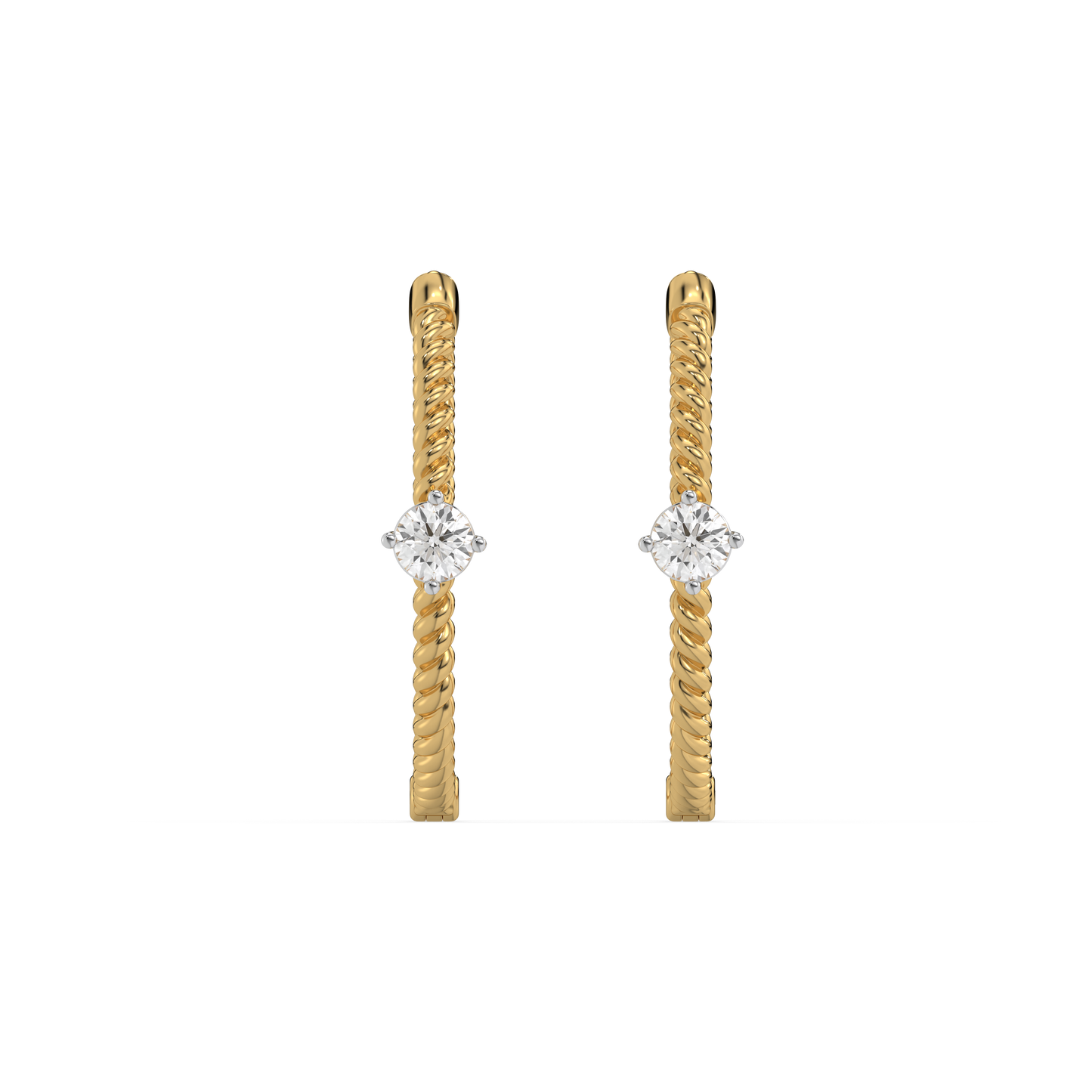 Twist of Fate - Lab Diamond Solitaire Hoop Earrings