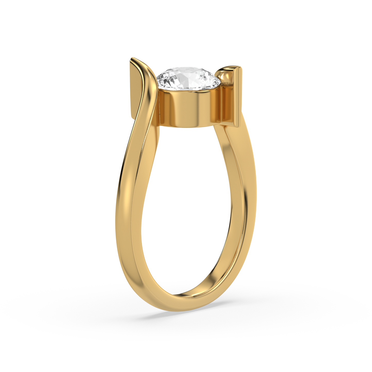Curved Elegance - Lab Diamond Solitaire Ring
