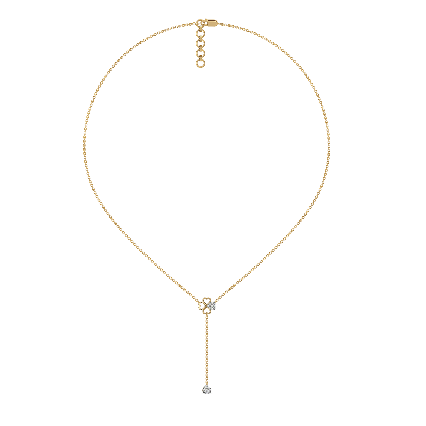 Four Leaf Cascade - Lab Diamond Lariat Necklace