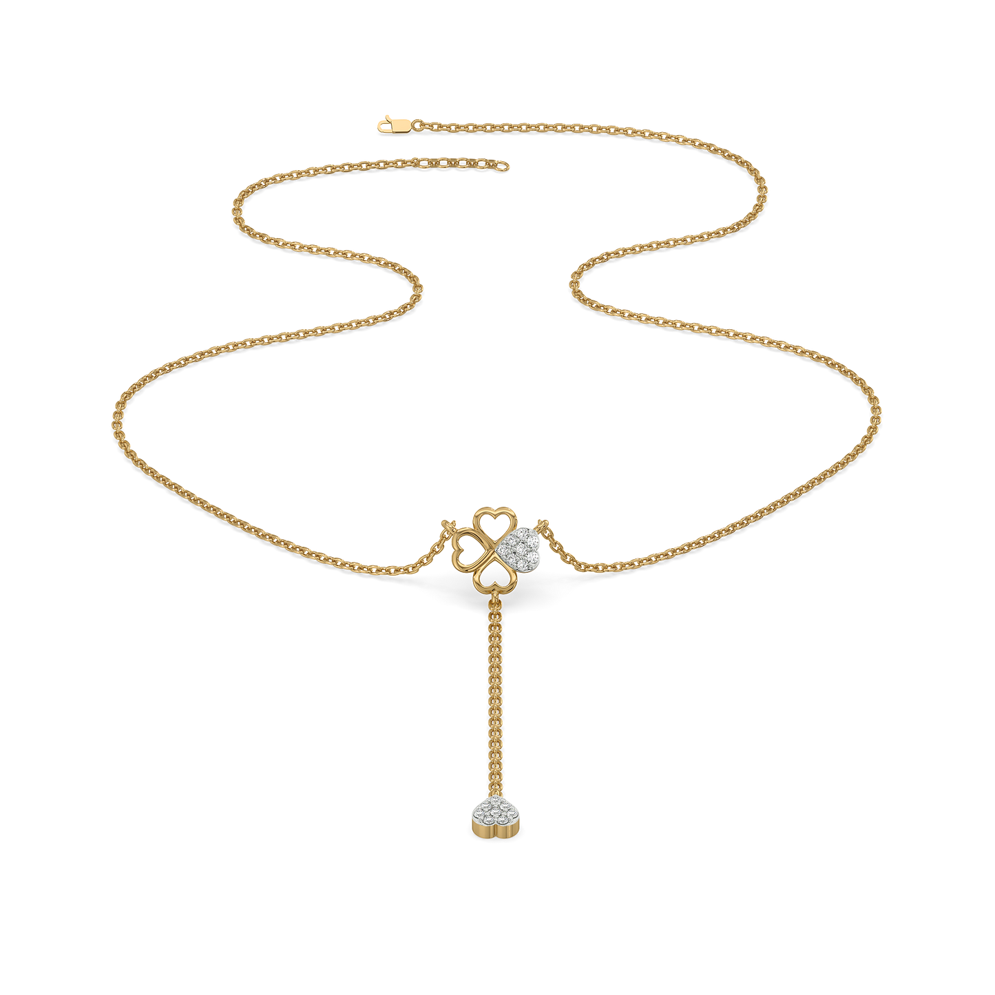 Four Leaf Cascade - Lab Diamond Lariat Necklace