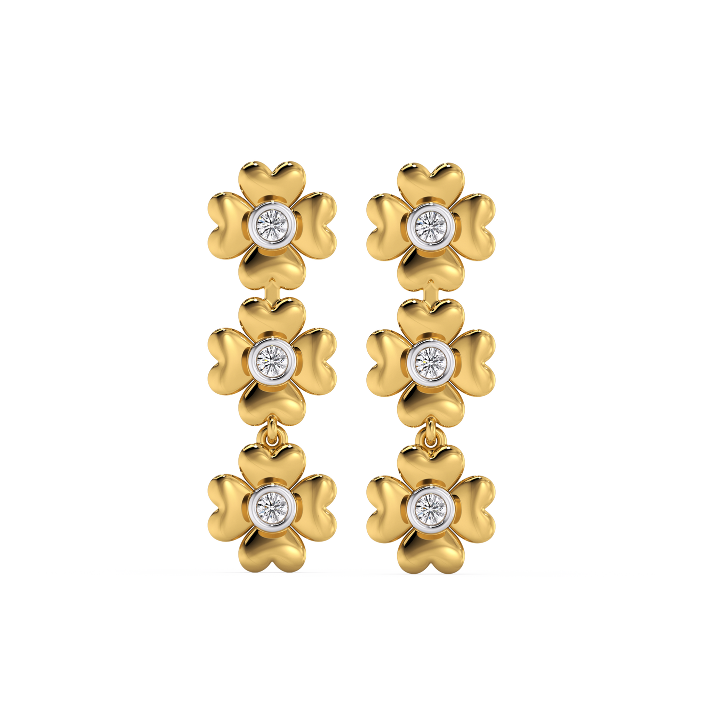 Golden Glow Petal - Lab Diamond Drop Earrings