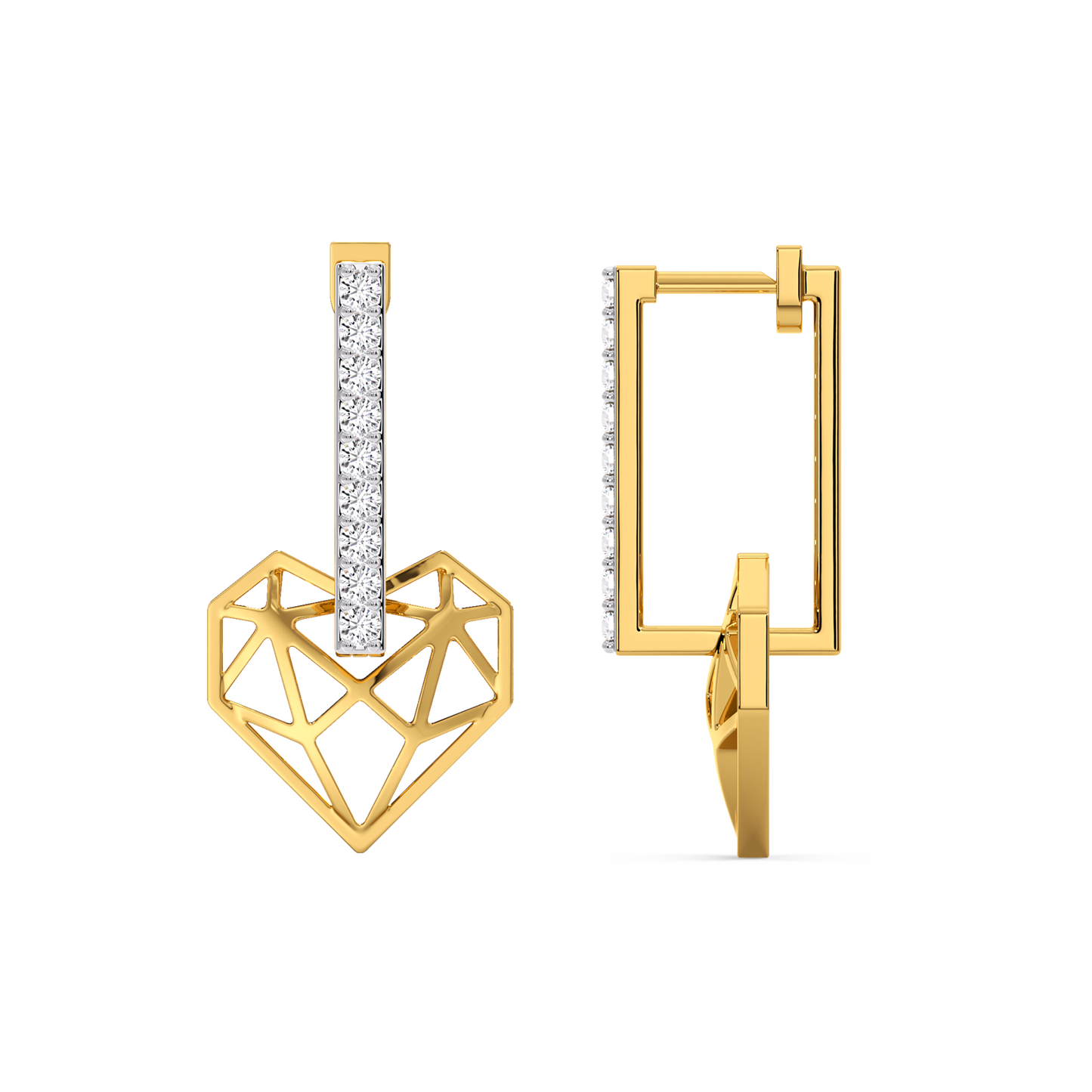 Heart Huggies - Lab Diamond Earrings