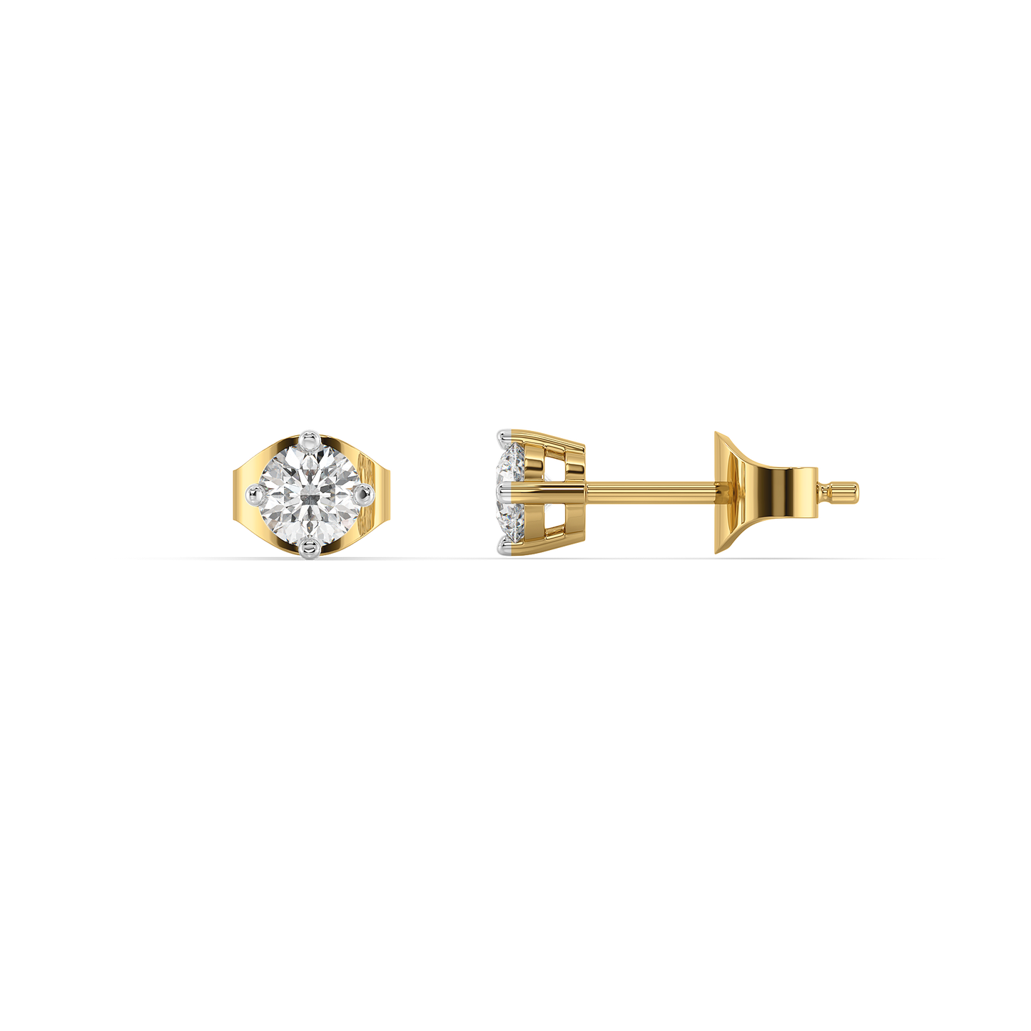 Soft Ray Solitaire Studs - Pure Gold Lab Diamond Earrings