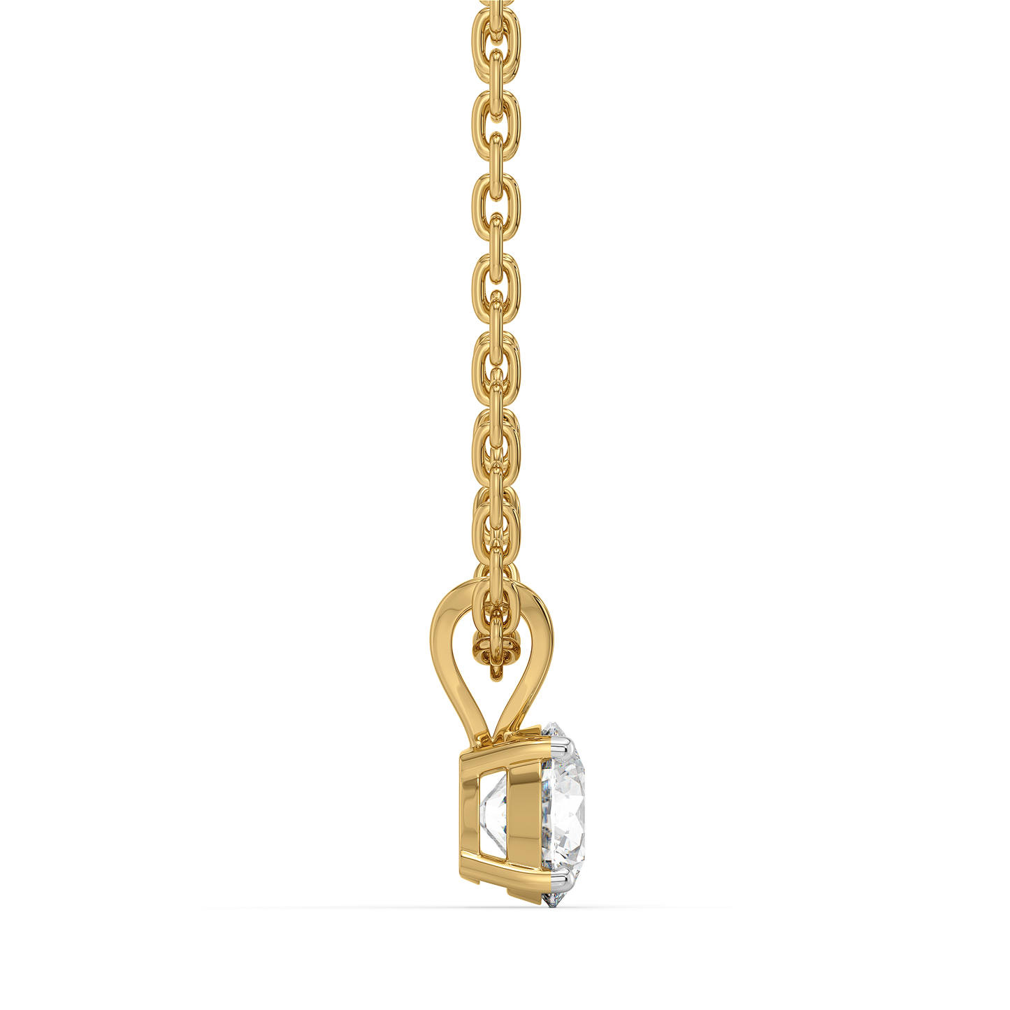 Soft Ray Solitaire - Pure Gold Lab Diamond Pendant