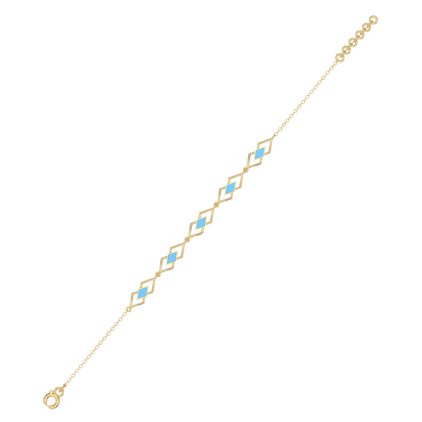 Icy Blue Enamel Geometric - 18kt Gold Vermeil Bracelet