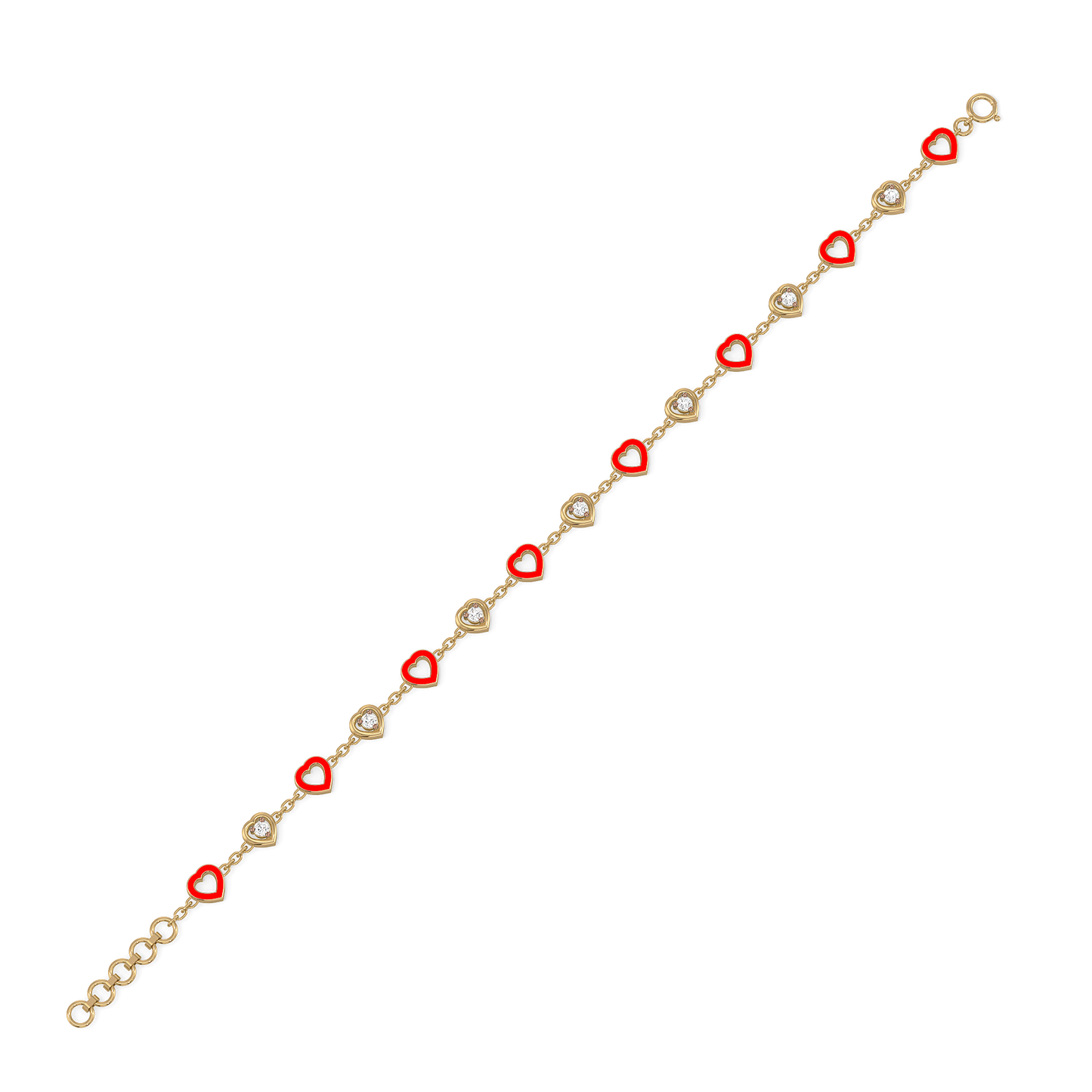 Red Heart - Lab Diamond Station Bracelet