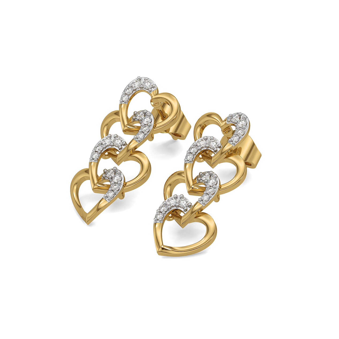 Linked Heart - Lab Diamond Drop Earrings