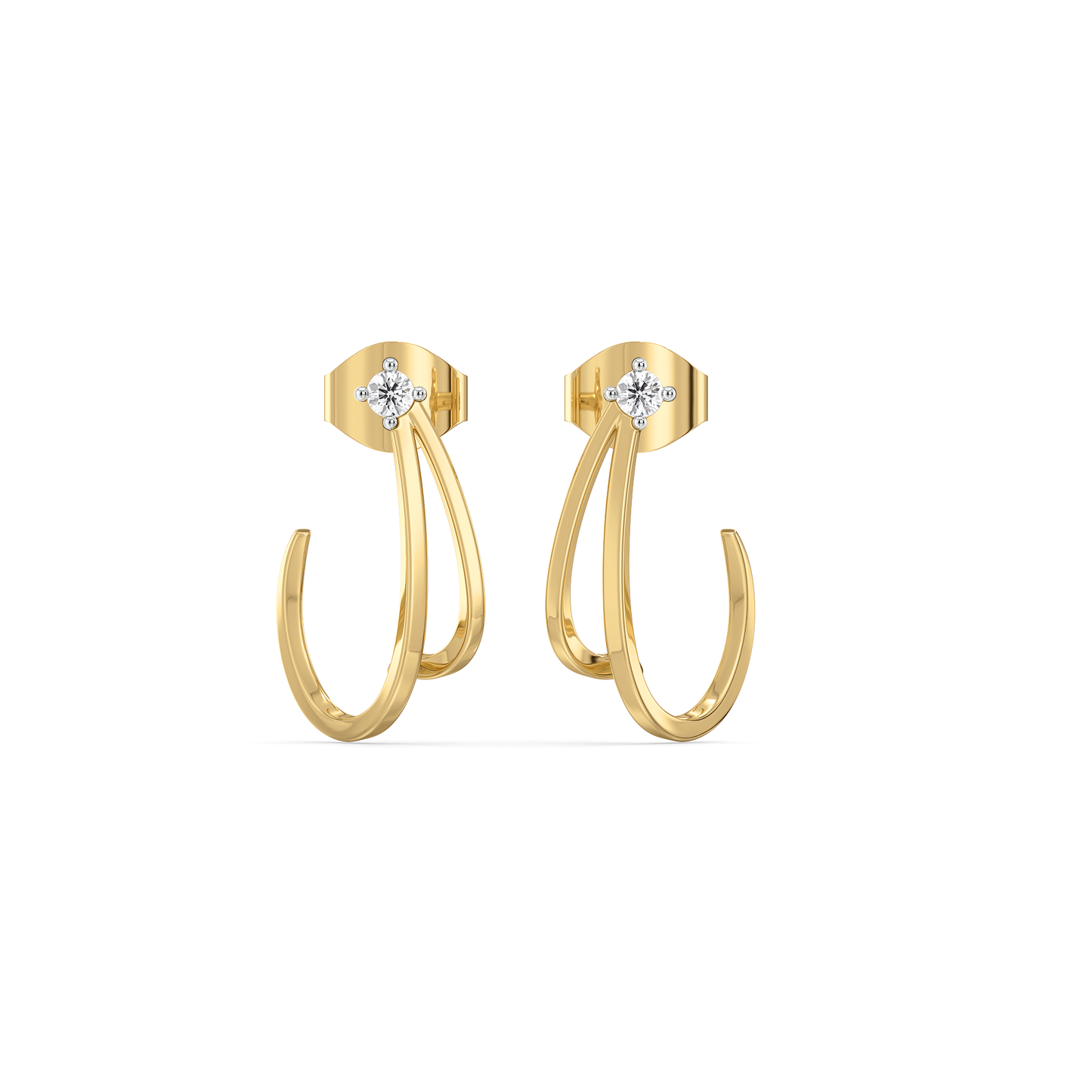 Soft Arc Hoop - Lab Diamond Earrings