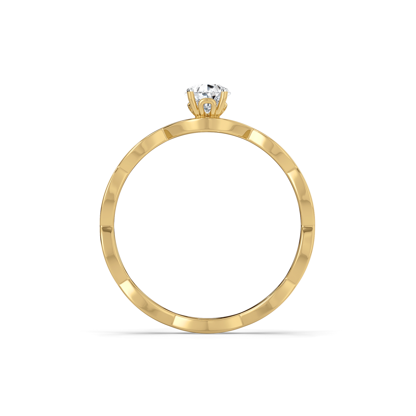 Feathered Pear - Pure Gold Lab Diamond Solitaire Ring