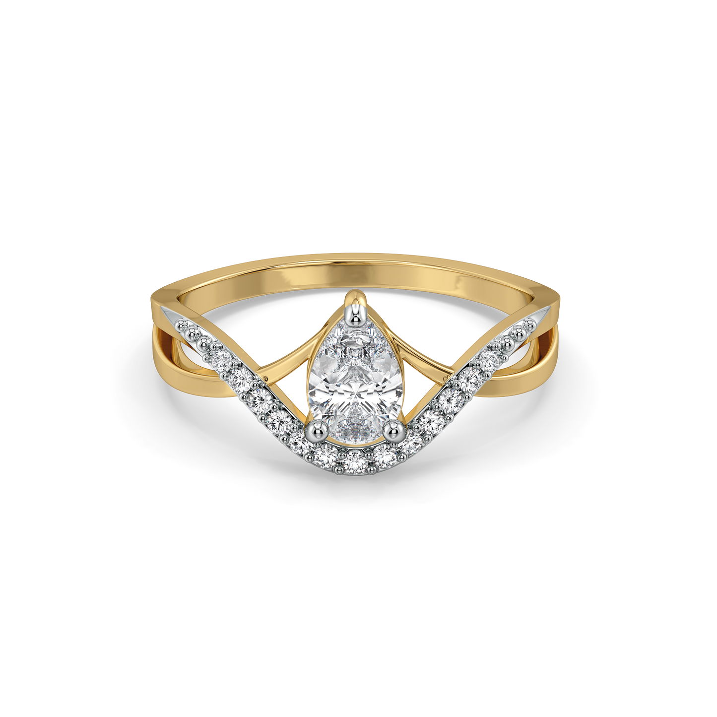 Threaded in Pear - Pure Gold Lab Diamond Solitaire Ring