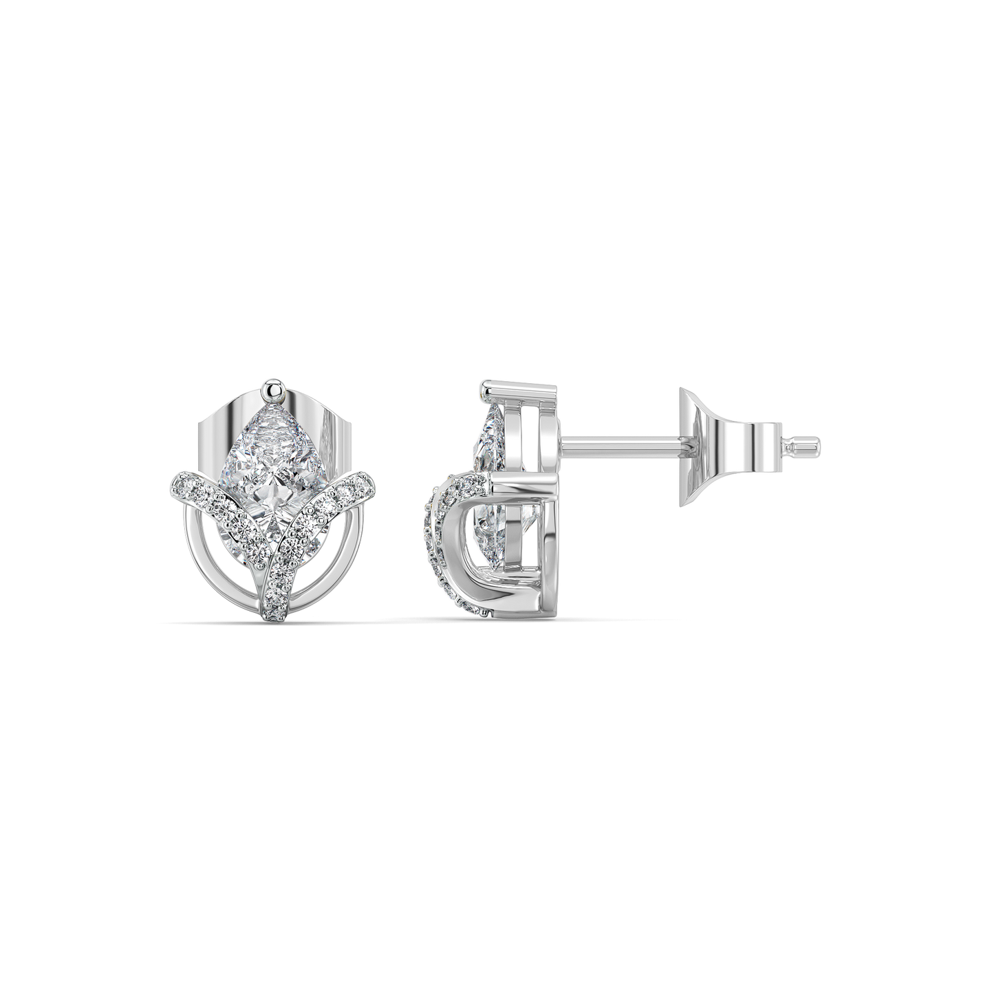 Overlaced in Pear - Pure Gold Lab Diamond Solitaire Earrings
