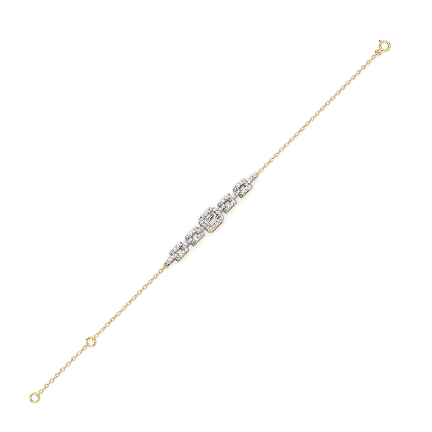 Lady in Emerald - Pure Gold Lab Diamond Solitaire Bracelet