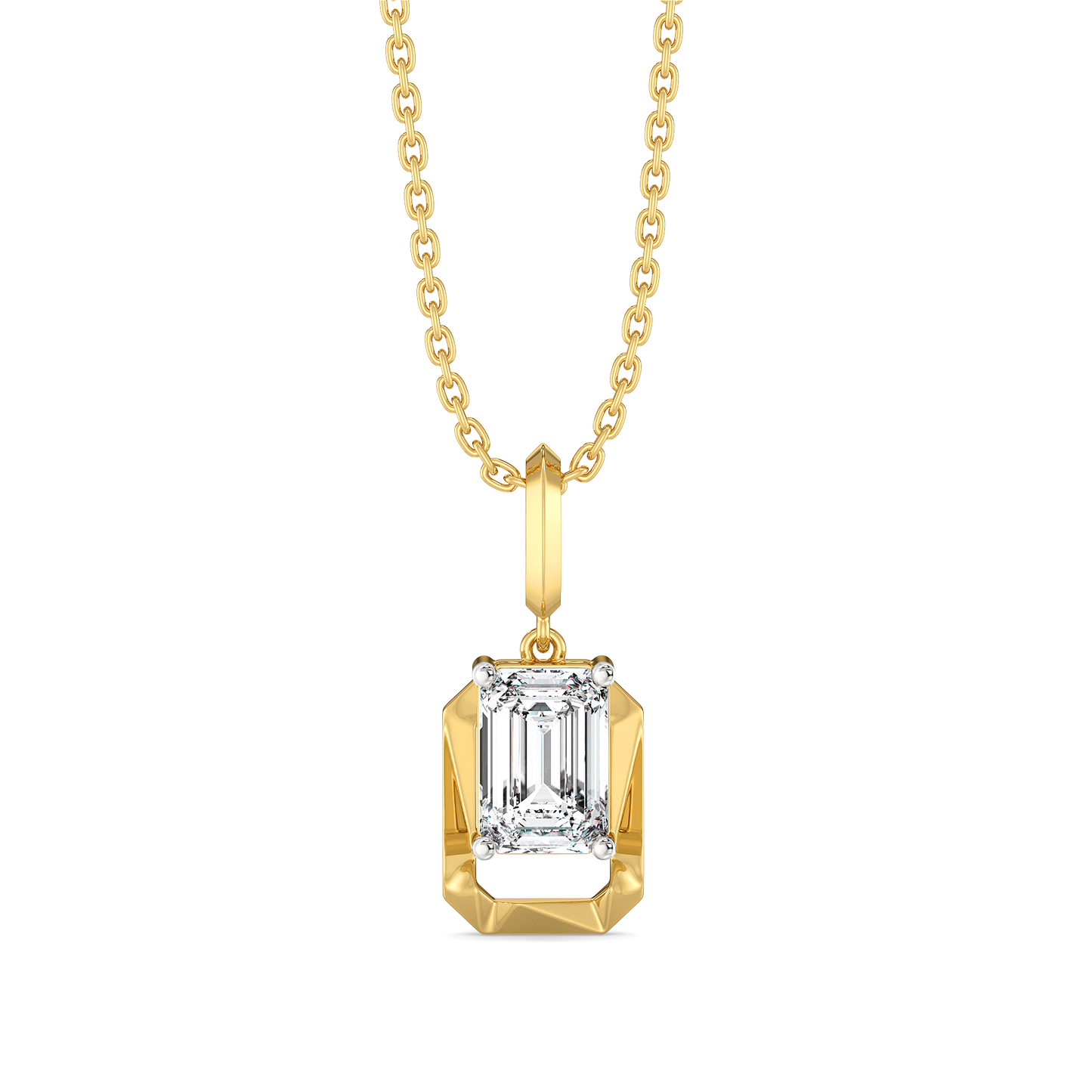 Striking Emerald - Pure Gold Lab Diamond Solitaire Pendant