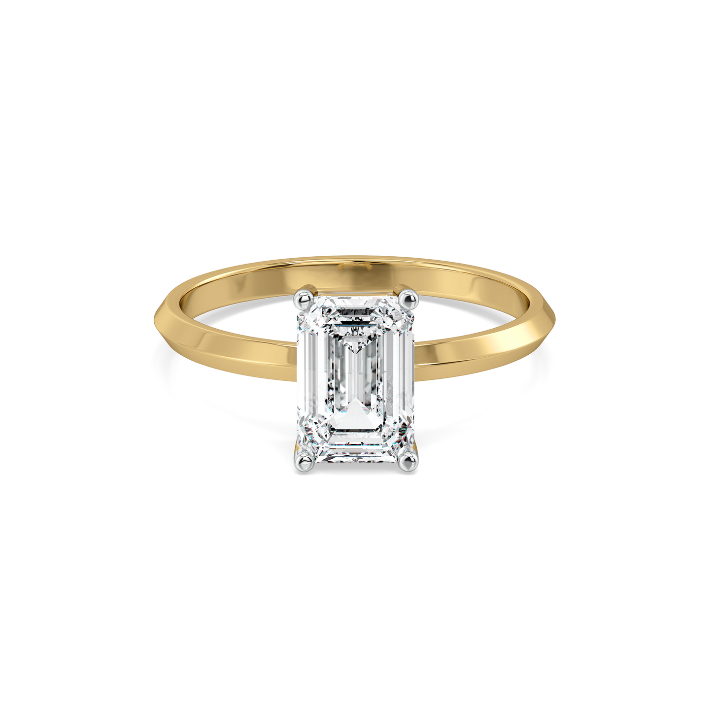 Striking Emerald - Pure Gold Lab Diamond Solitaire Ring