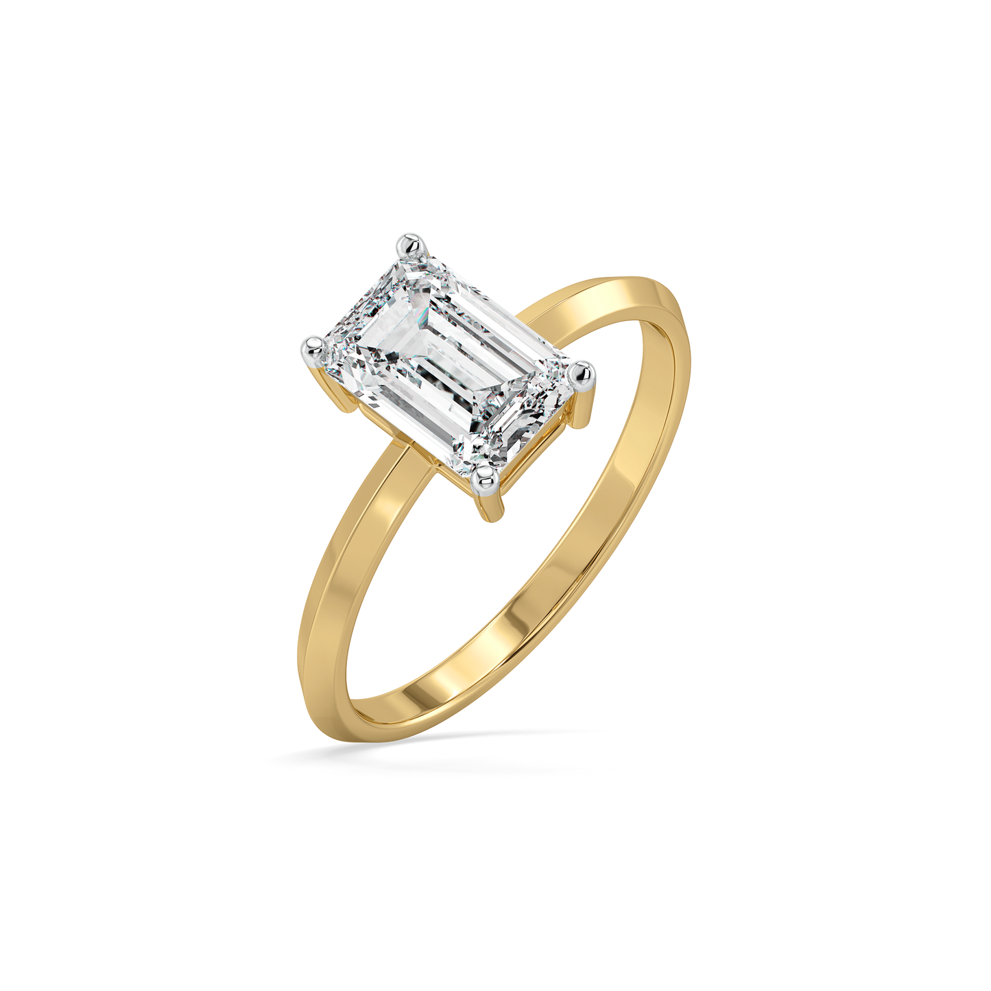 Striking Emerald - Pure Gold Lab Diamond Solitaire Ring