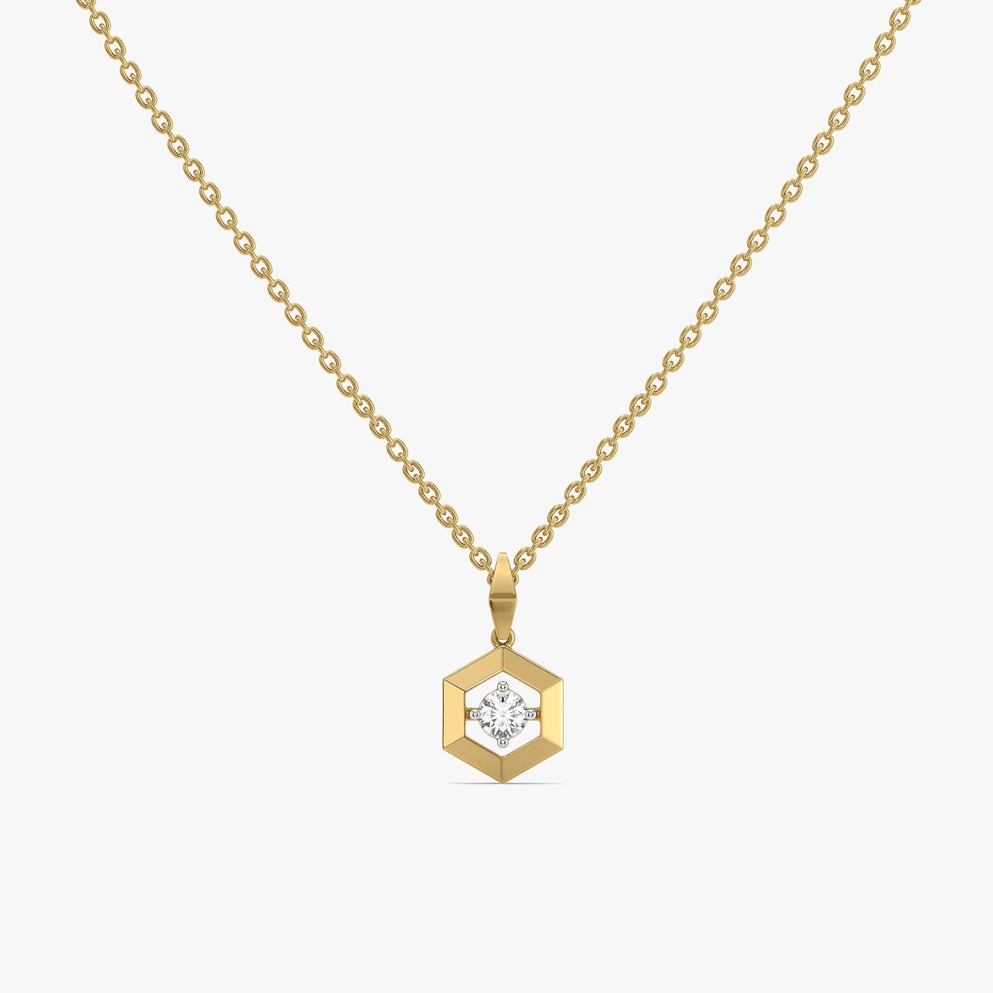 Hexa Solitaire - Lab Diamond Pendant Necklace