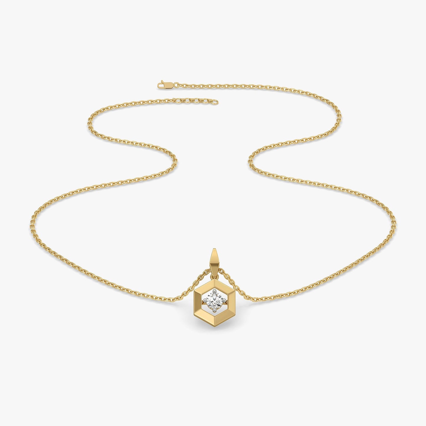 Hexa Solitaire - Lab Diamond Pendant Necklace