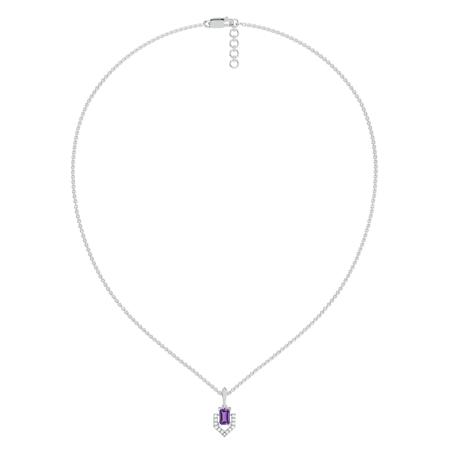 Regal Amethyst - Lab Diamond Pendant Necklace