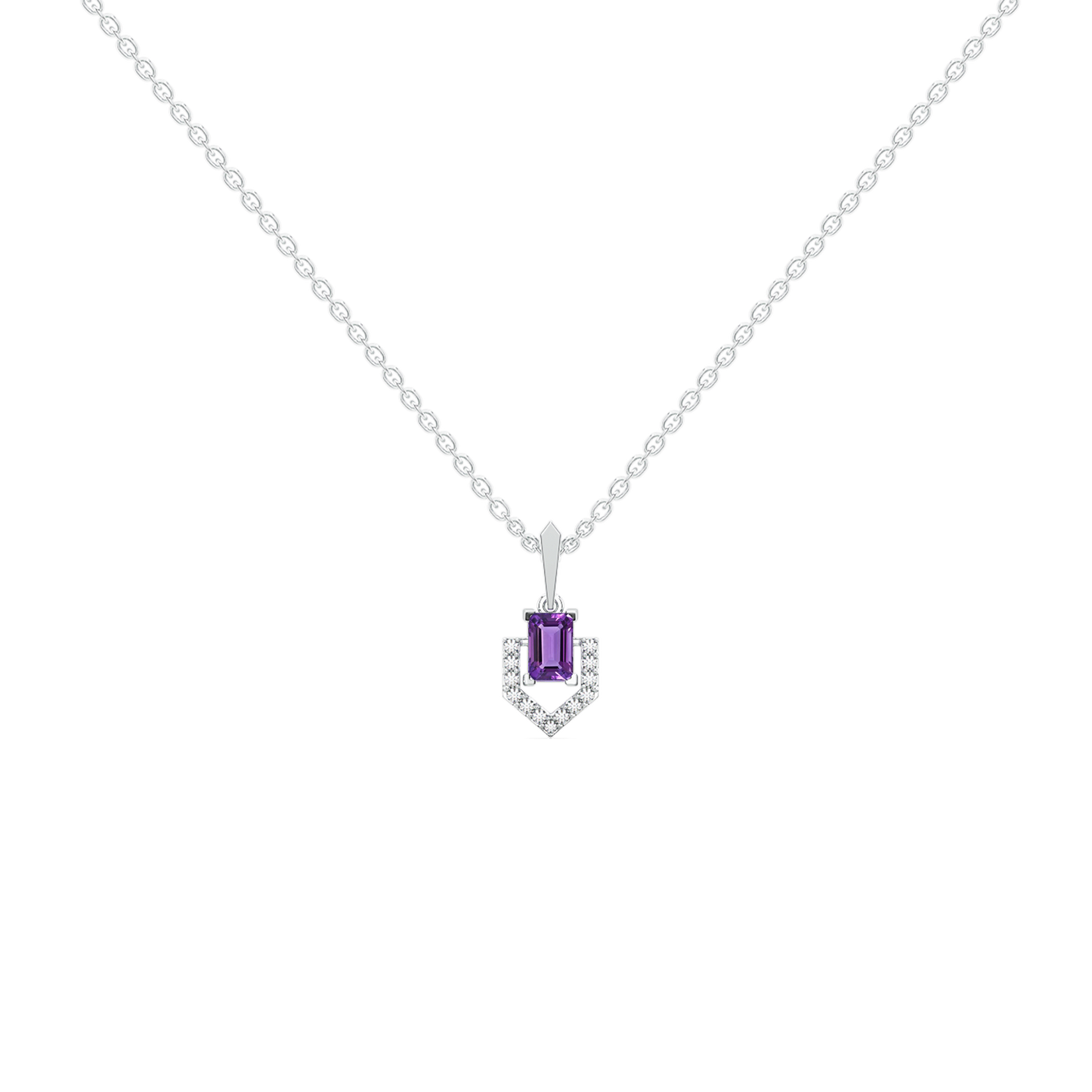 Regal Amethyst - Lab Diamond Pendant Necklace