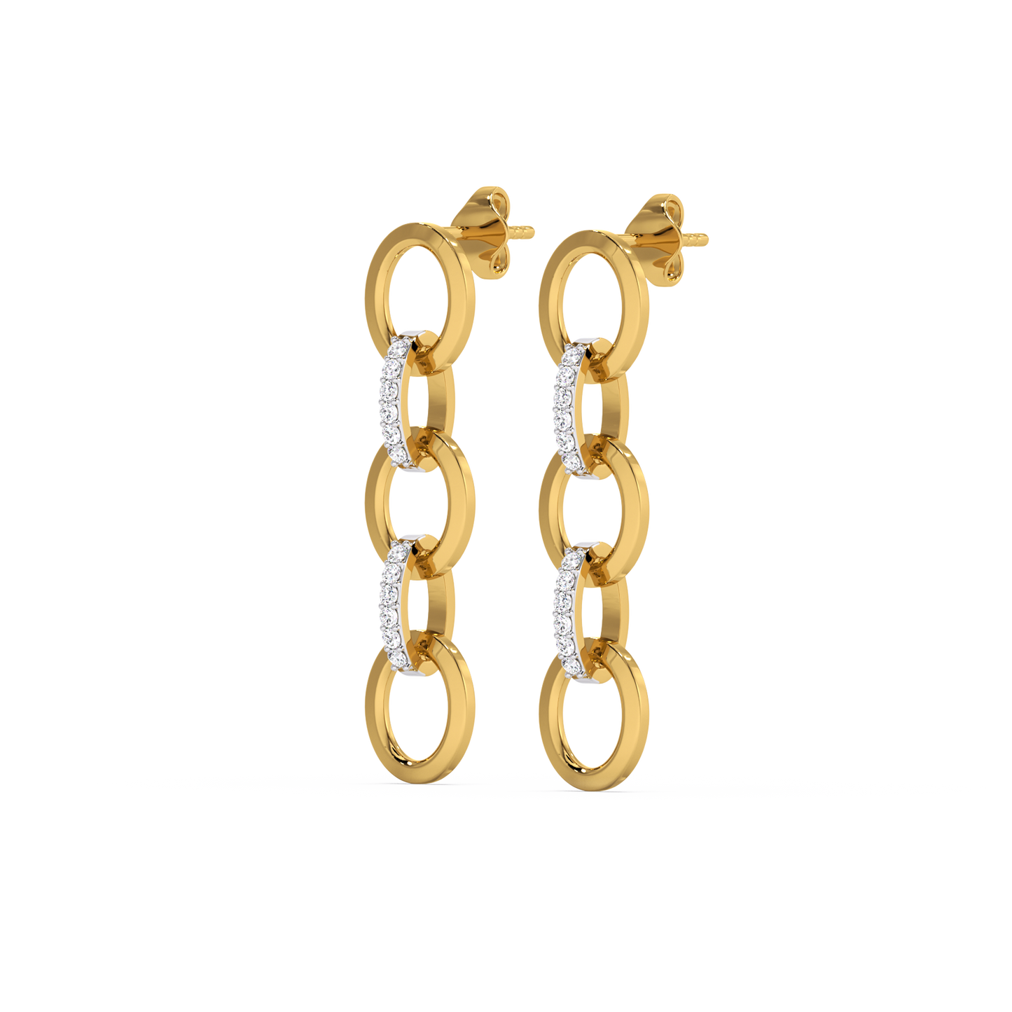 Link Chain - Lab Diamond Drop Earrings