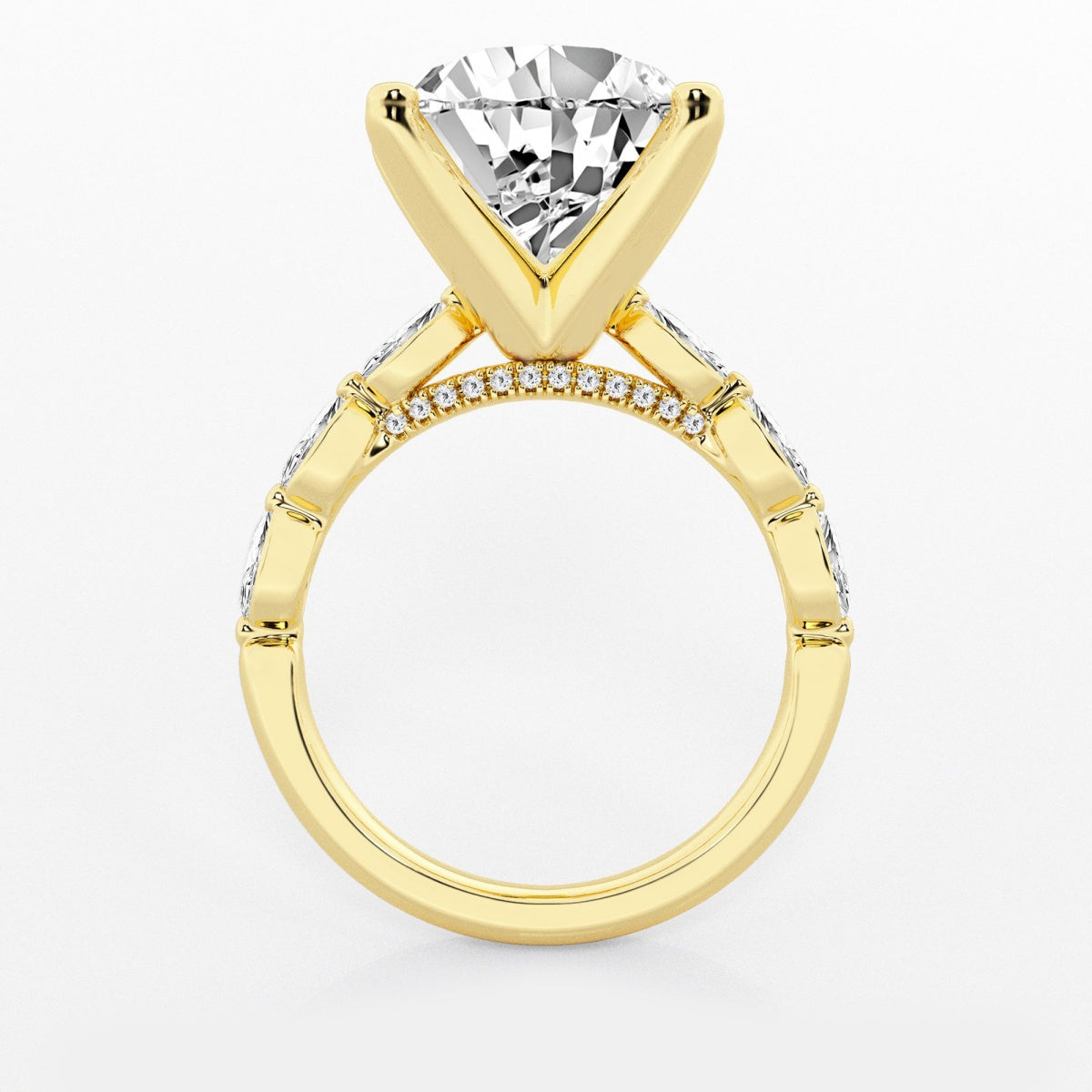 Mila - Floating Side Stones Engagement Ring