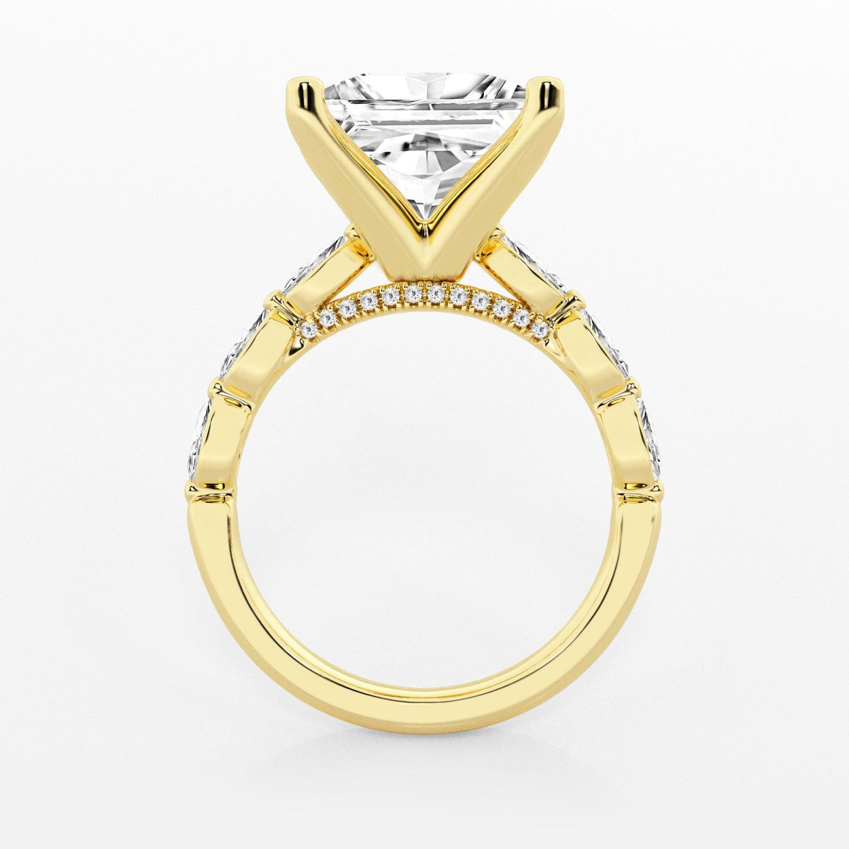 Mila - Floating Side Stones Engagement Ring