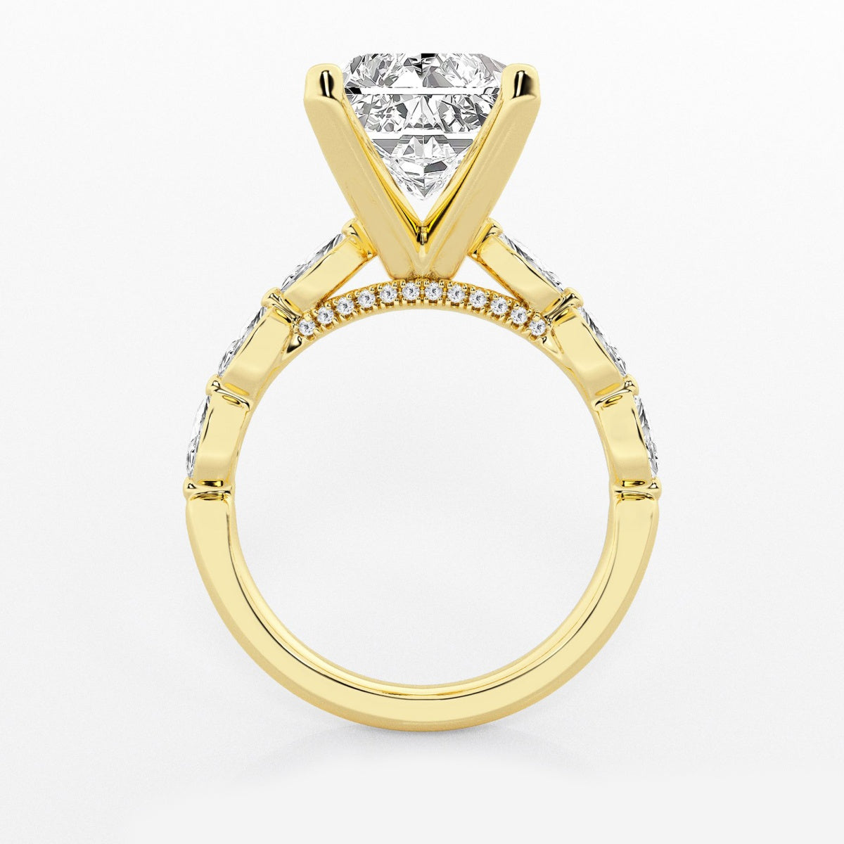 Mila - Floating Side Stones Engagement Ring
