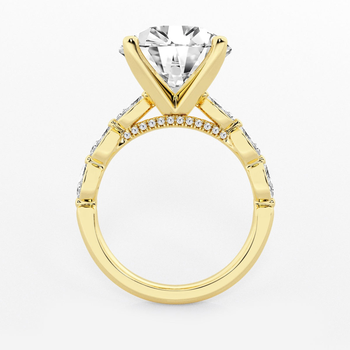 Mila - Floating Side Stones Engagement Ring