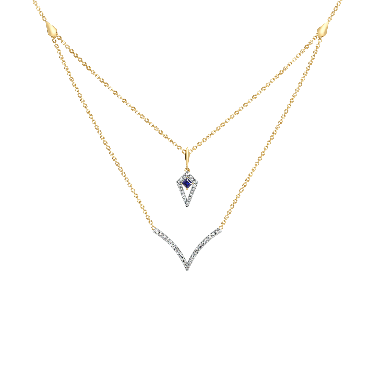 Multi-layered - Lab Diamond V Necklace