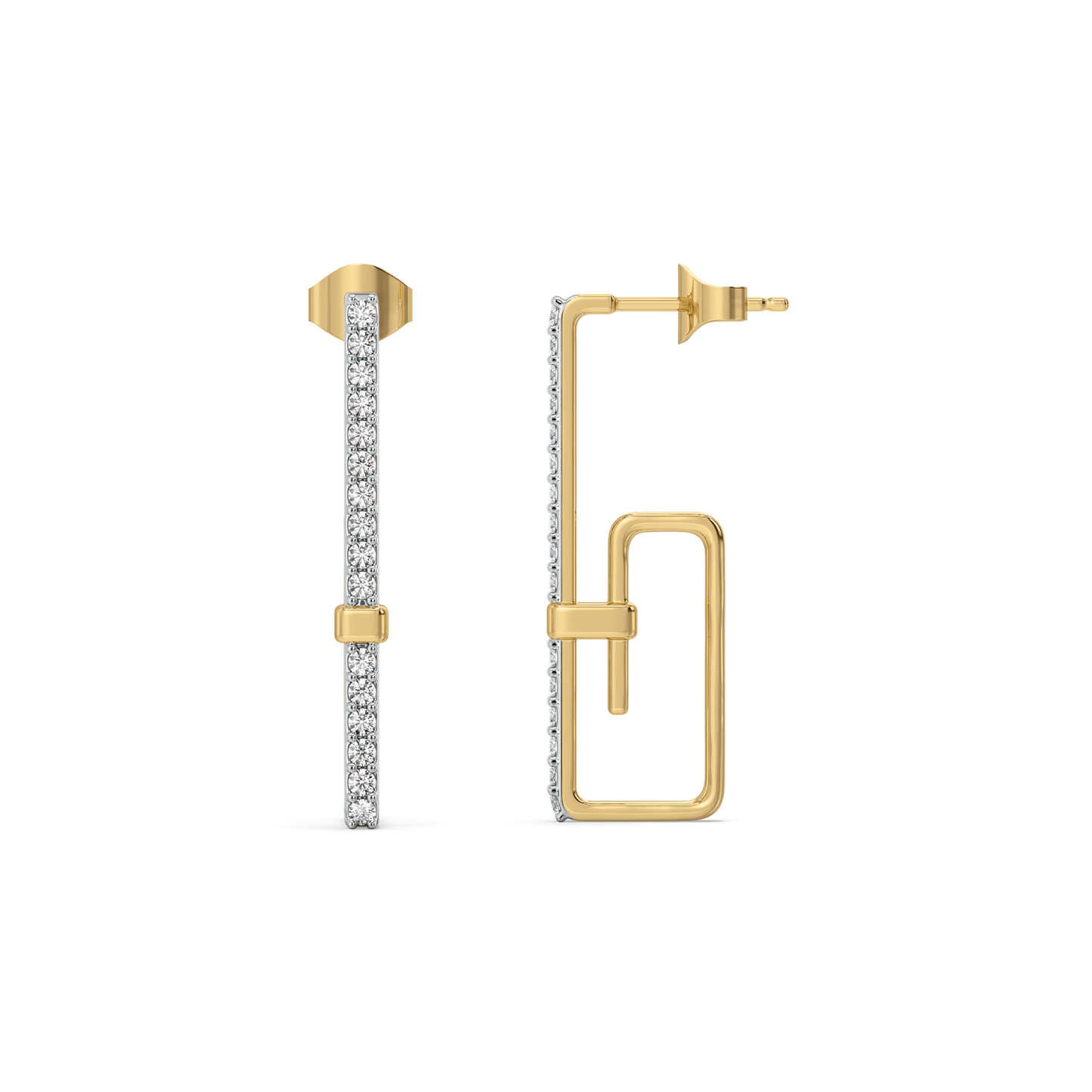 Paper Clip - Lab Diamond Hoop Earrings