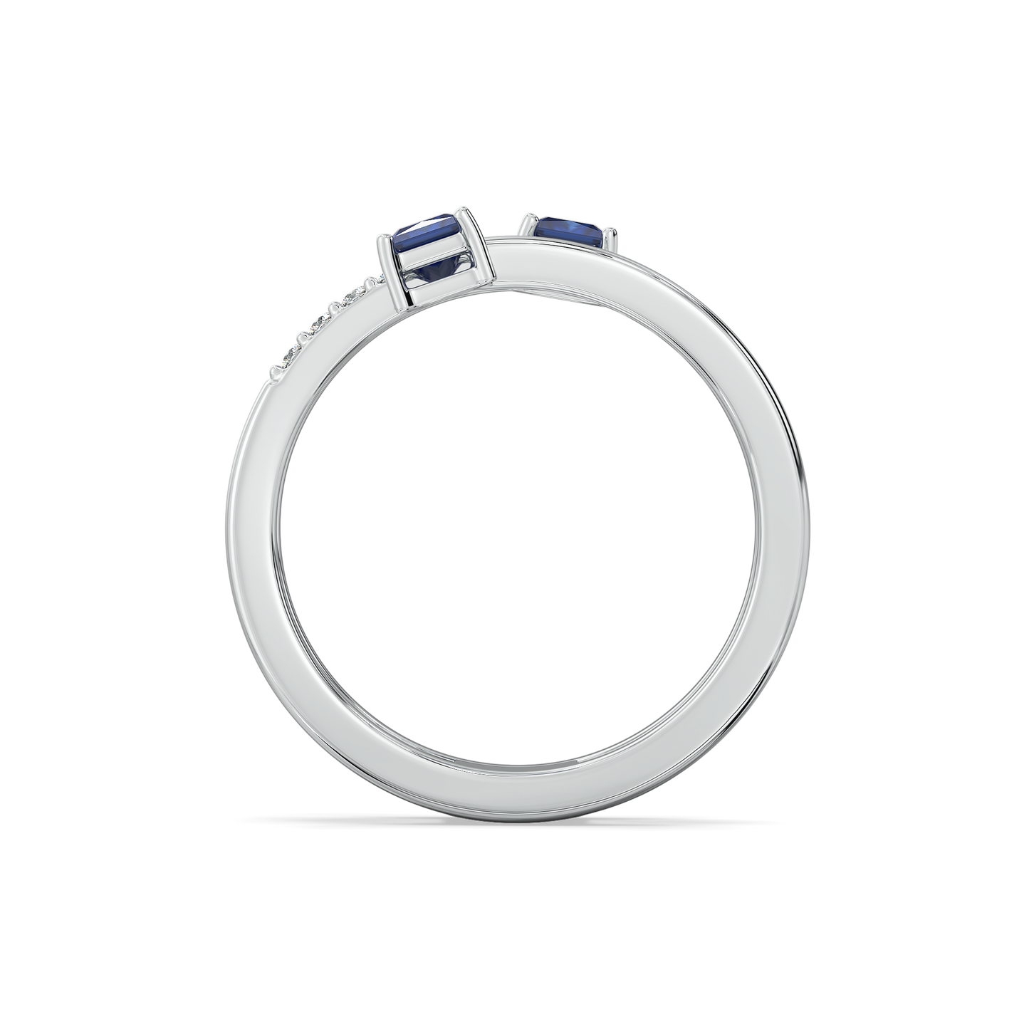 Spiral Blue Sapphire - Lab Diamond Cocktail Ring