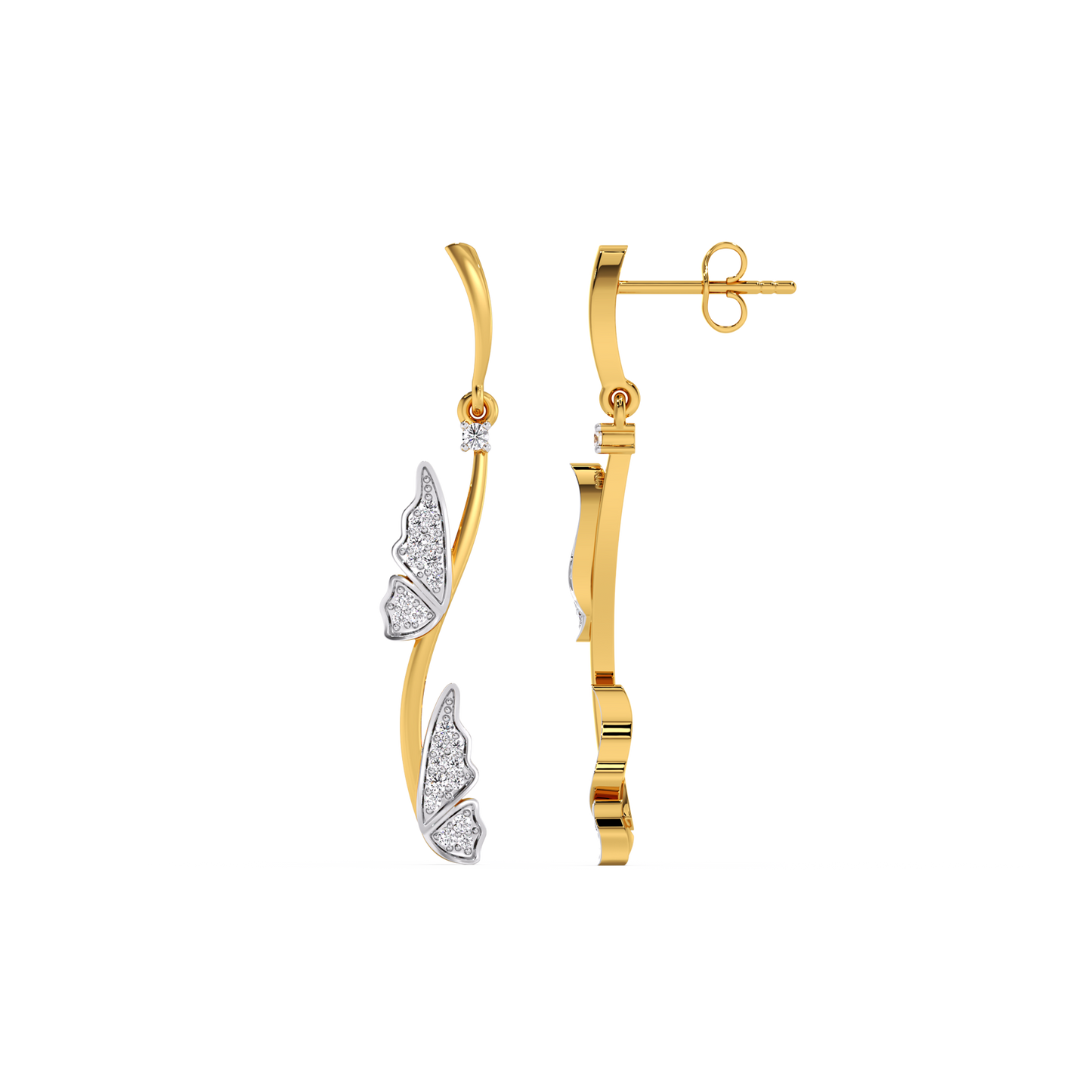 Whimsical Wing - Lab Diamond Drop Earrings