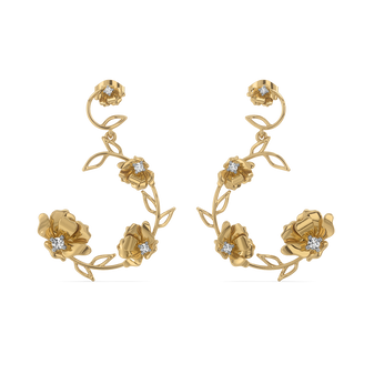 Floral Symphony - Lab Diamond Drop Earrings