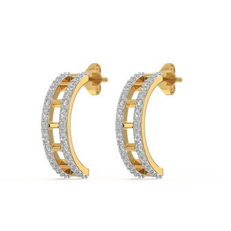 Double Pleated - Lab Diamond Hoop Earrings
