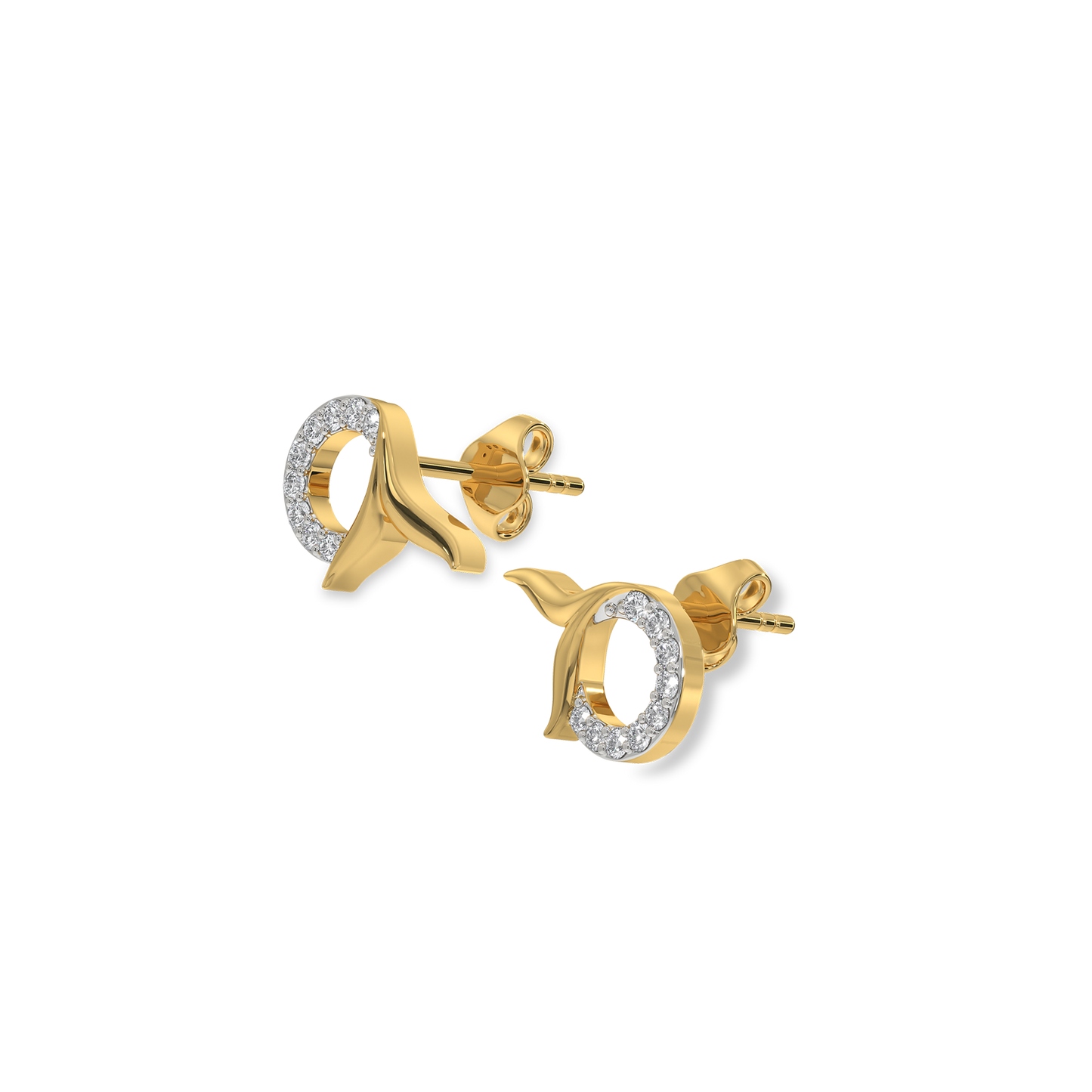 Serene Tail - Lab Diamond Stud Earrings