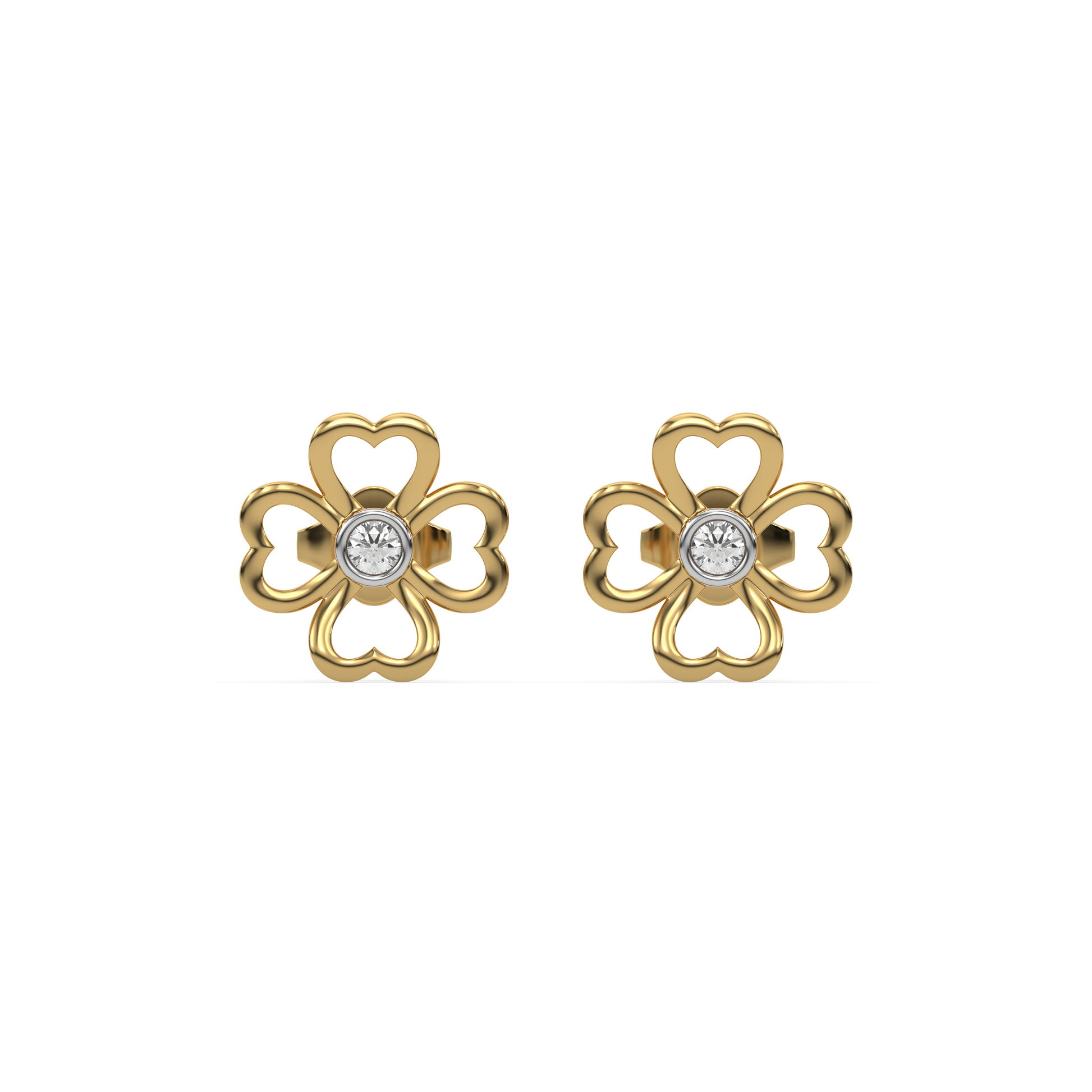 Clover Bezel - Lab Diamond Stud Earrings