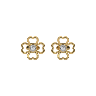 Clover Bezel - Lab Diamond Stud Earrings