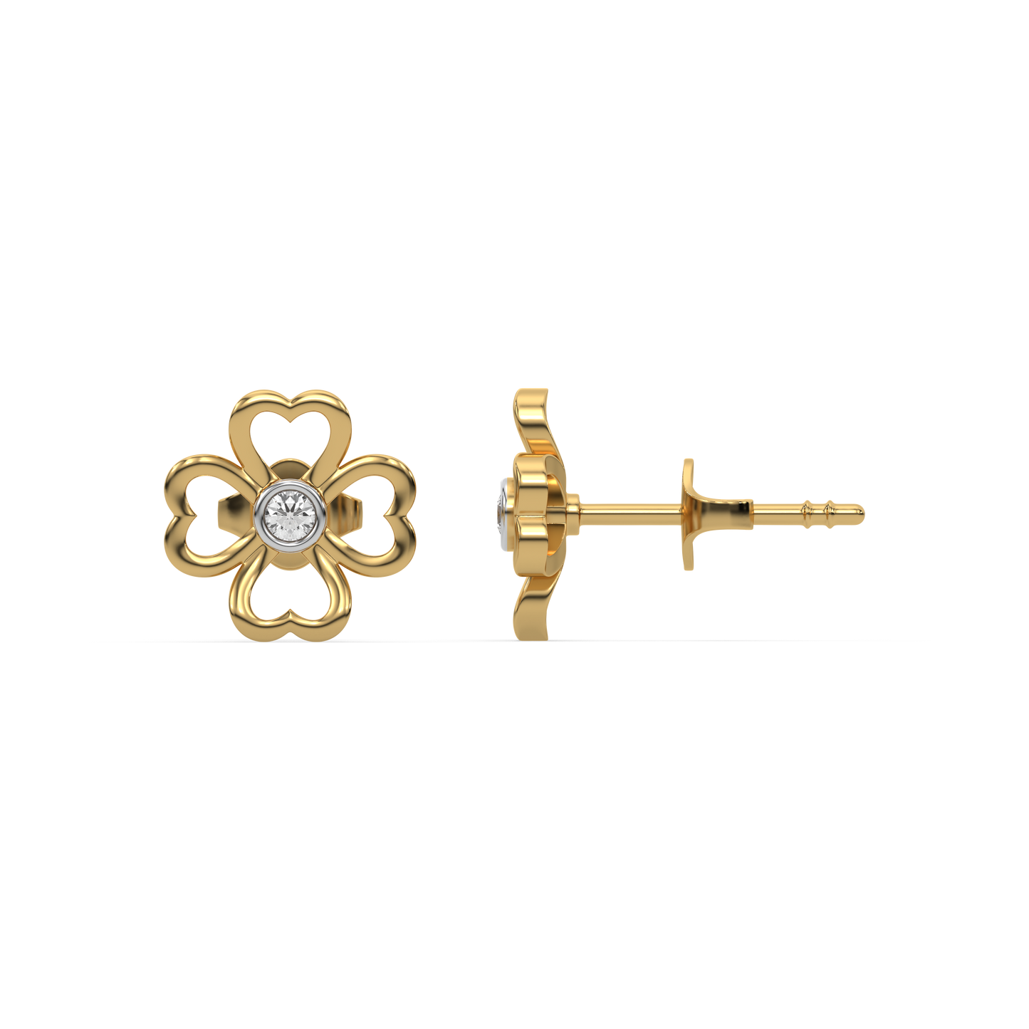 Clover Bezel - Lab Diamond Stud Earrings