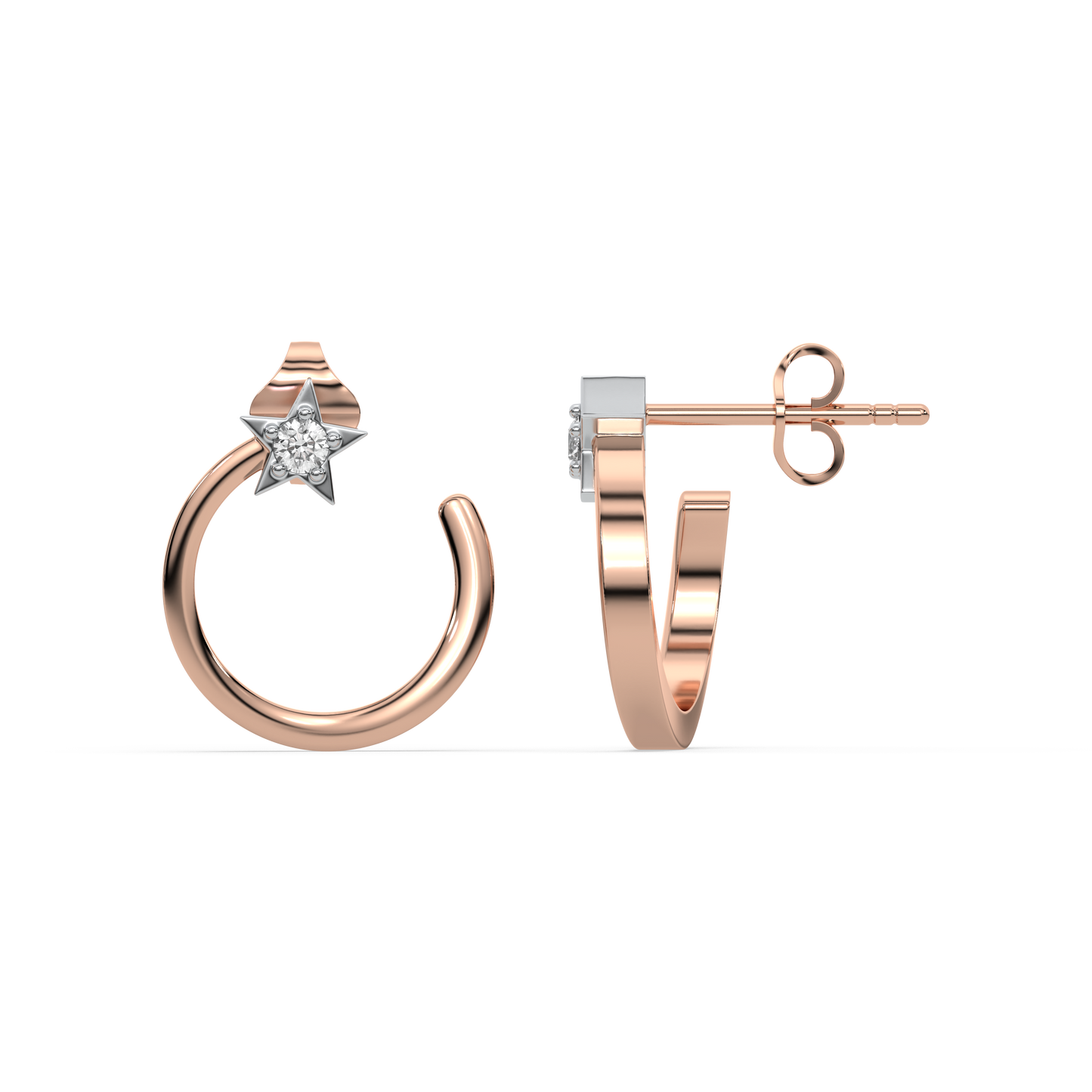 Star Rose - Lab Diamond Hoop Earrings