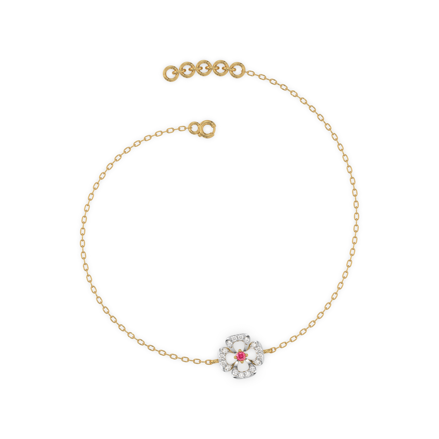 Grace Blossom - Lab Diamond & Ruby Bracelet