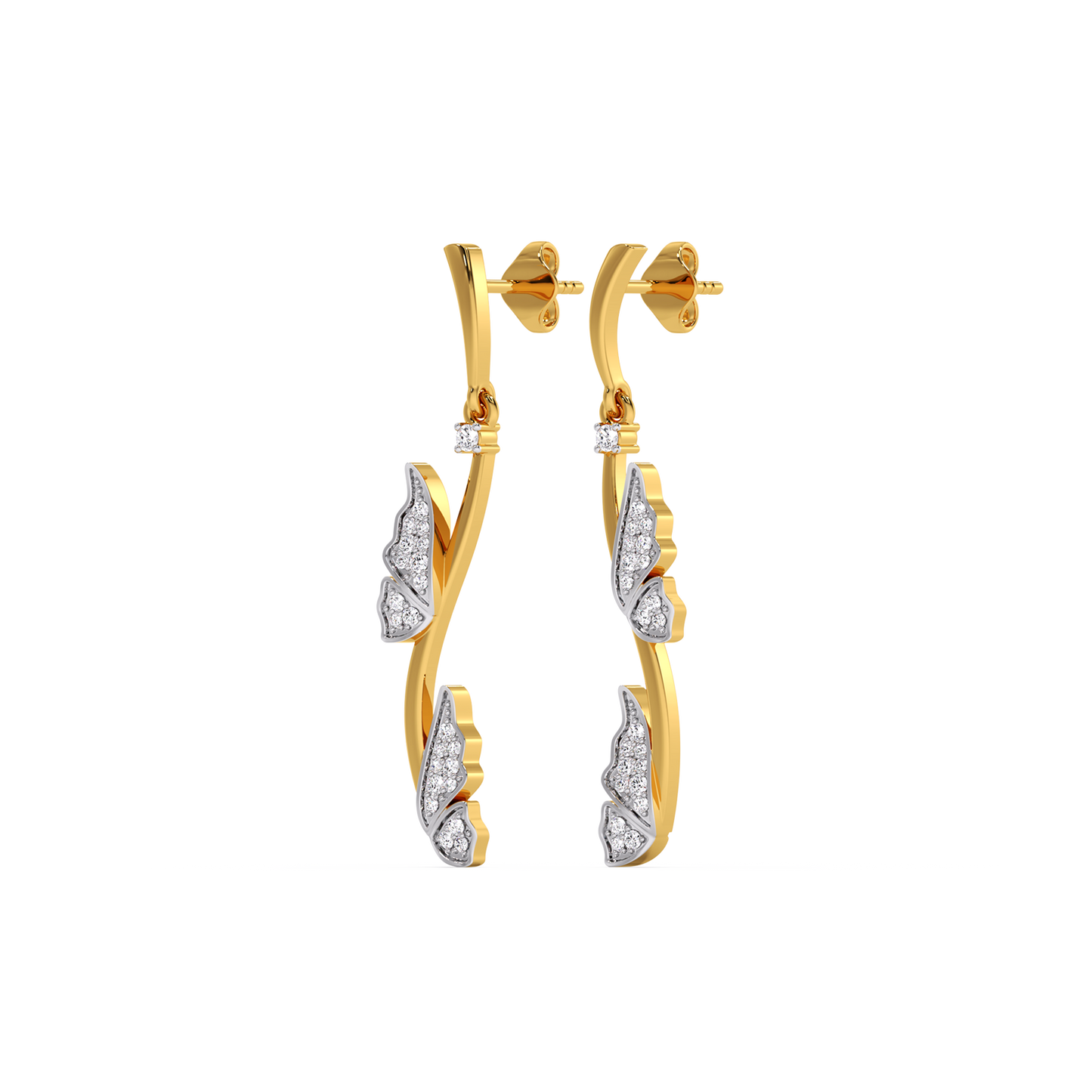 Whimsical Wing - Lab Diamond Drop Earrings