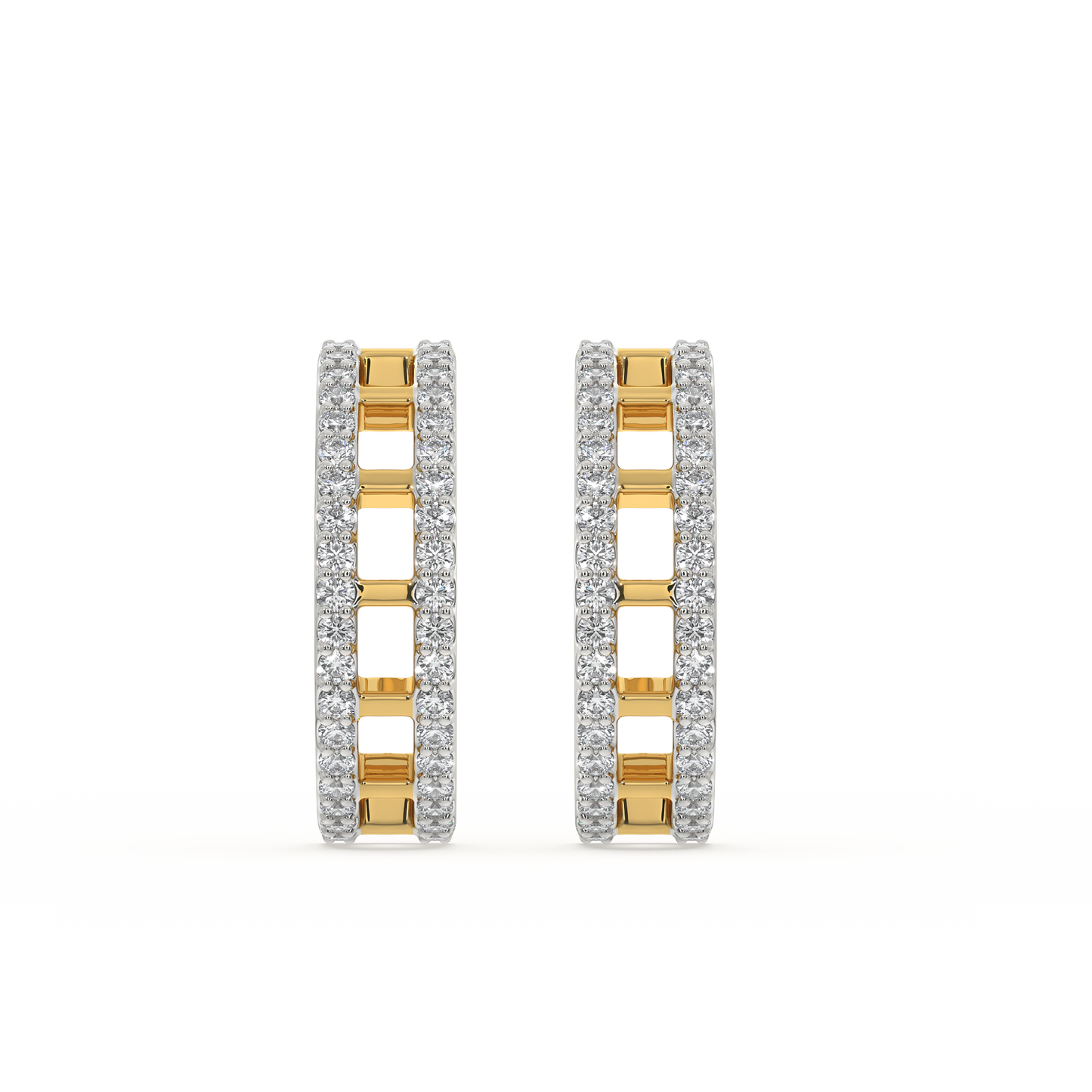 Double Pleated - Lab Diamond Hoop Earrings