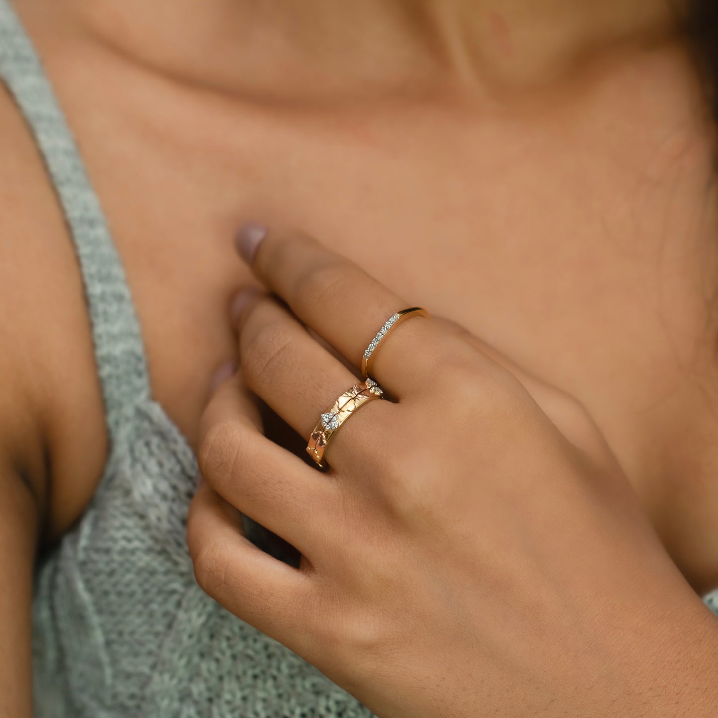 Lucky Stack - Lab Diamond Clover Ring