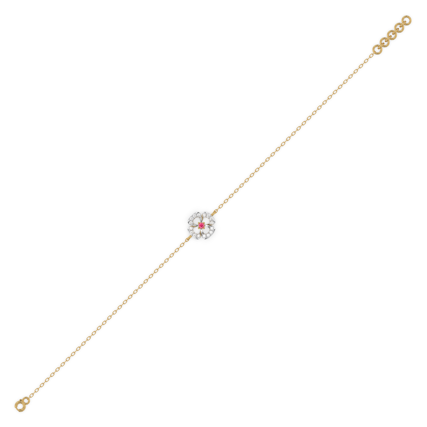 Grace Blossom - Lab Diamond & Ruby Bracelet