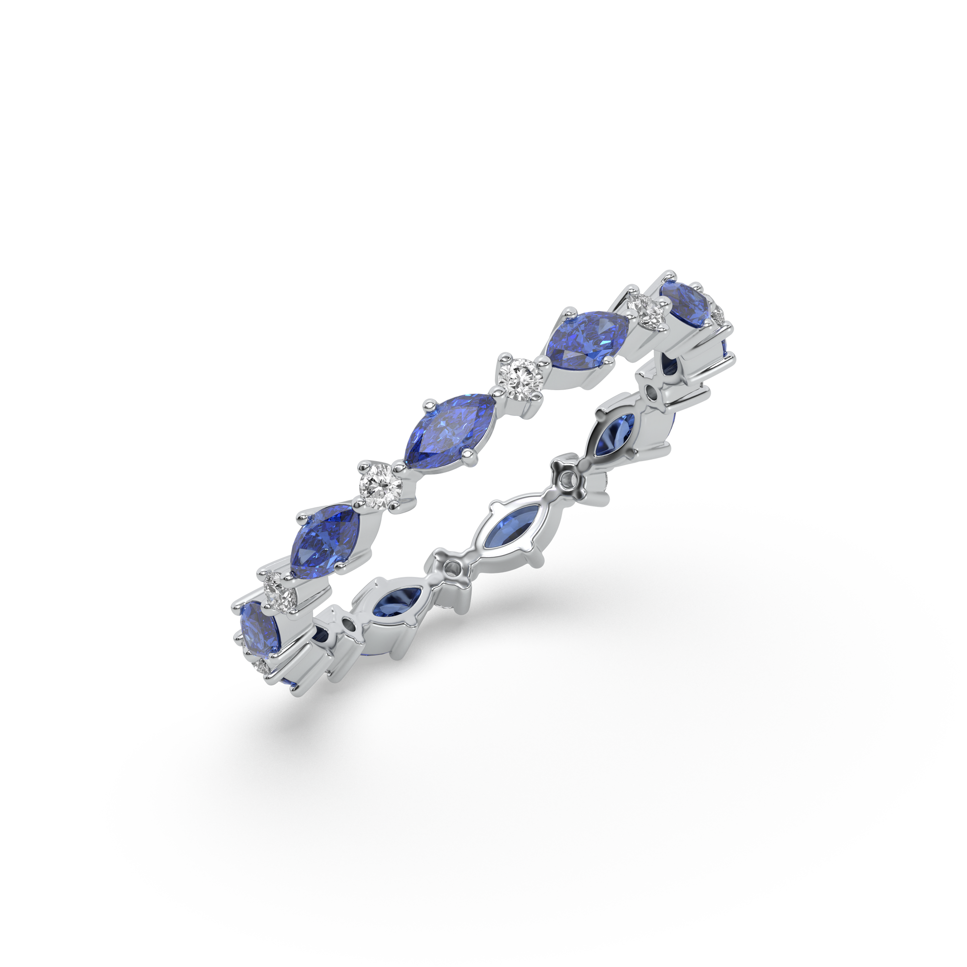Blue Sapphire - Lab Diamond Eternity Ring